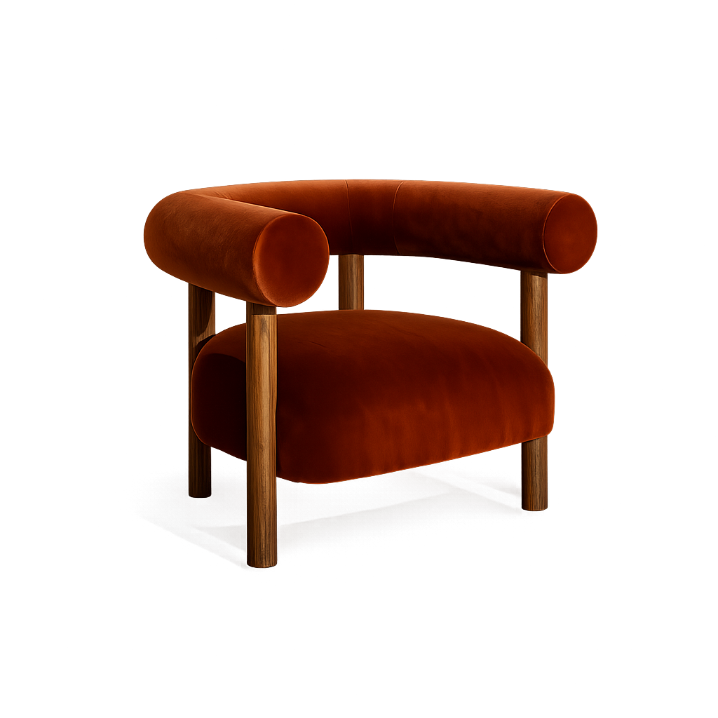 Arden Feature Chair | Burnt Orange Velvet