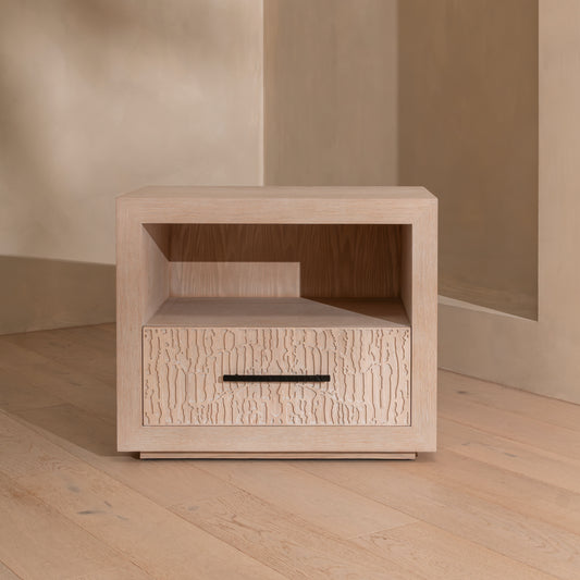 Arthur Bedside | 750 Wide White Washed Oak, 1 Drawer