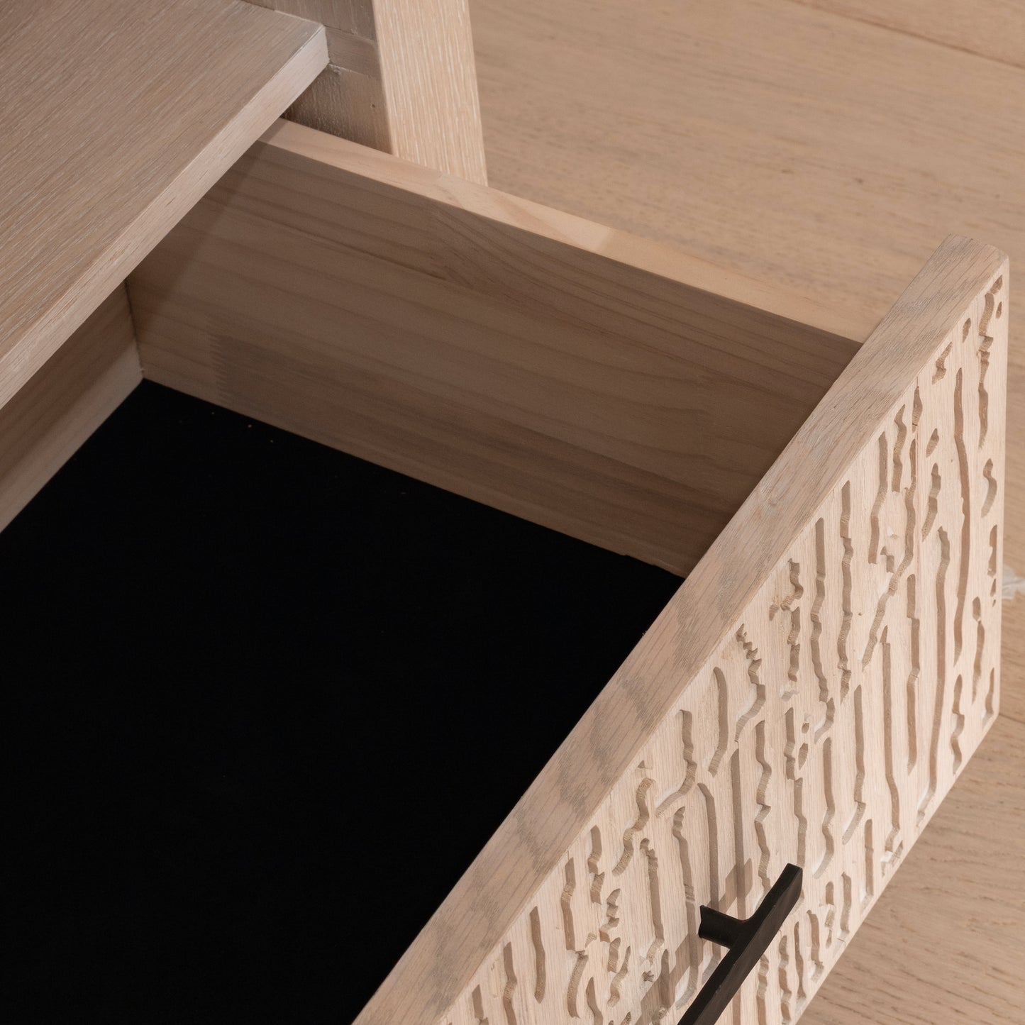Arthur Bedside | 750 Wide White Washed Oak, 1 Drawer