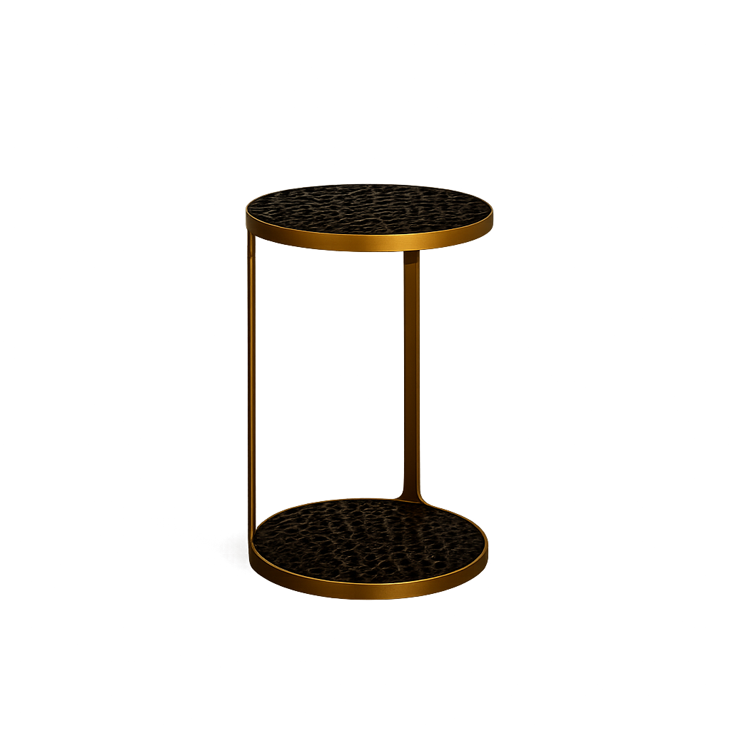 Bolsover Side Table | 350 Round | Black & Brass