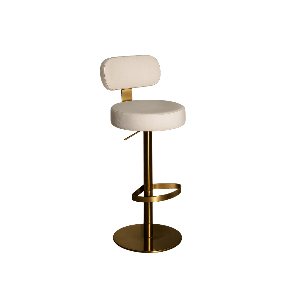 Bower Adjustable Bar Stool | White & Brass