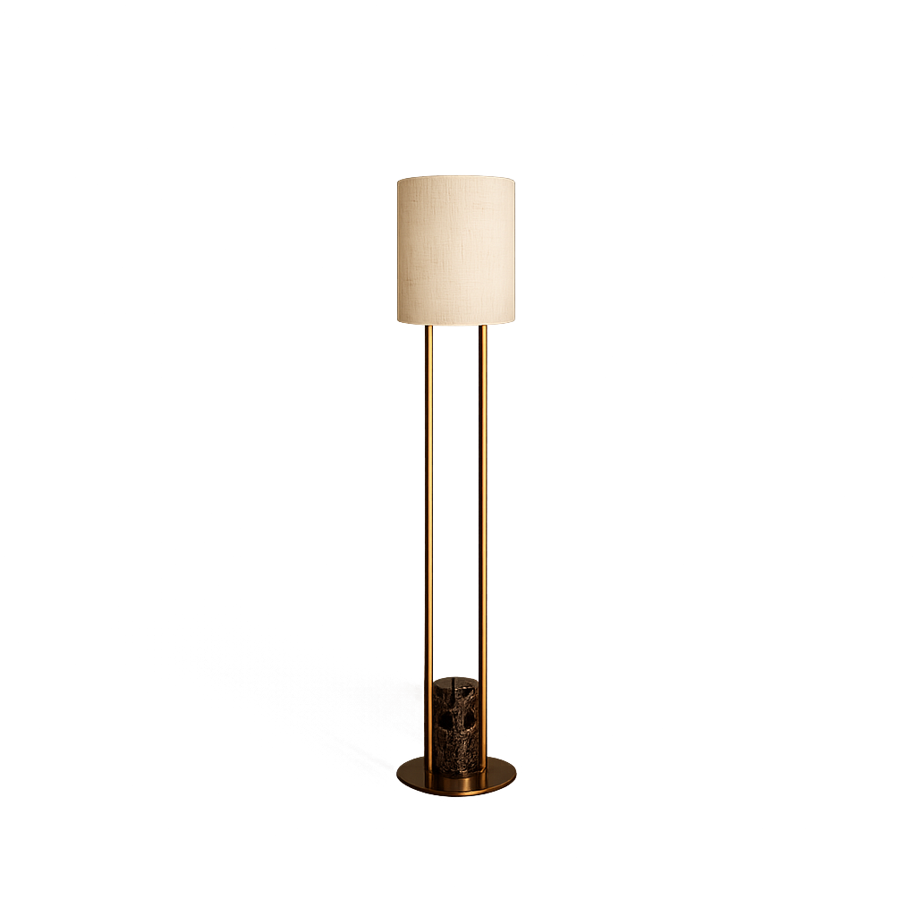 Bromley Floor Lamp | 155 High, Brown Marble & Brass