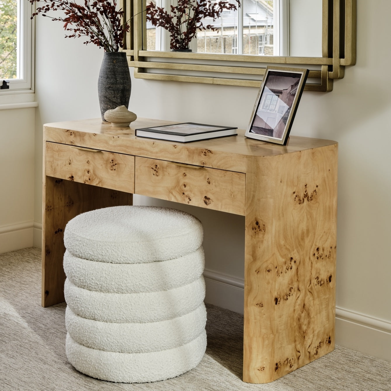 Thornhill Dressing Table | 1200 Wide Light Burl, 2 Drawer Burbeck At Home Thornhill Dressing Table | 1200 Wide Light Burl, 2 Drawer Burbeck At Home