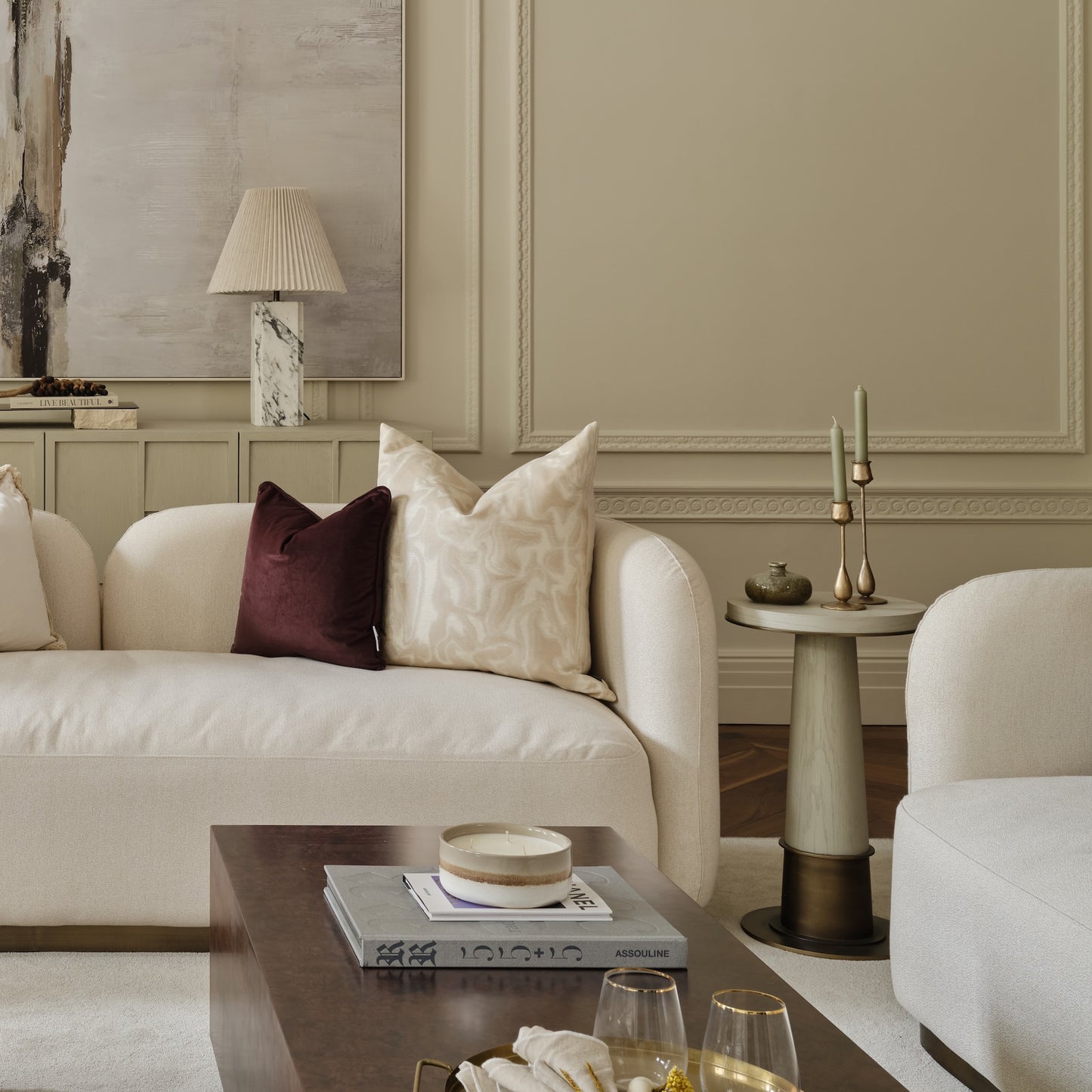 Ryecroft Side Table | 350 Diameter, Bronze & White Wash Oak