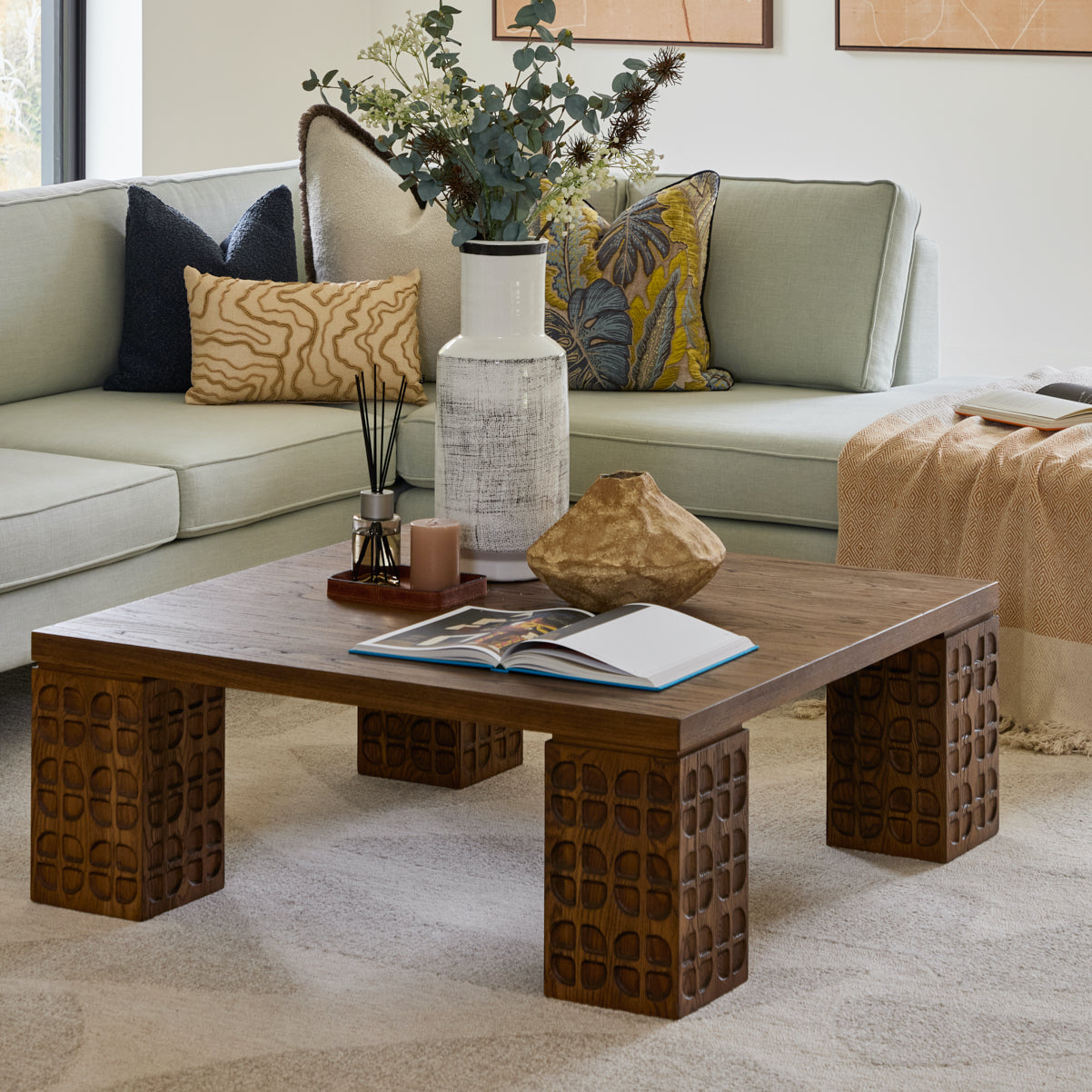 Hargate Coffee Table | 120 Wide, Mid-Century Brown Oak