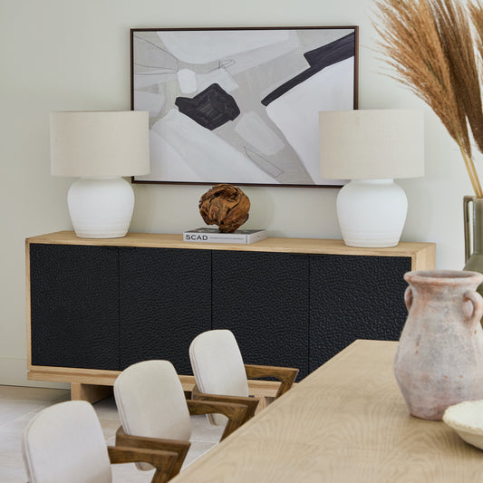 Denton Sideboard | 120 Wide, Wide Stained Oak & Black