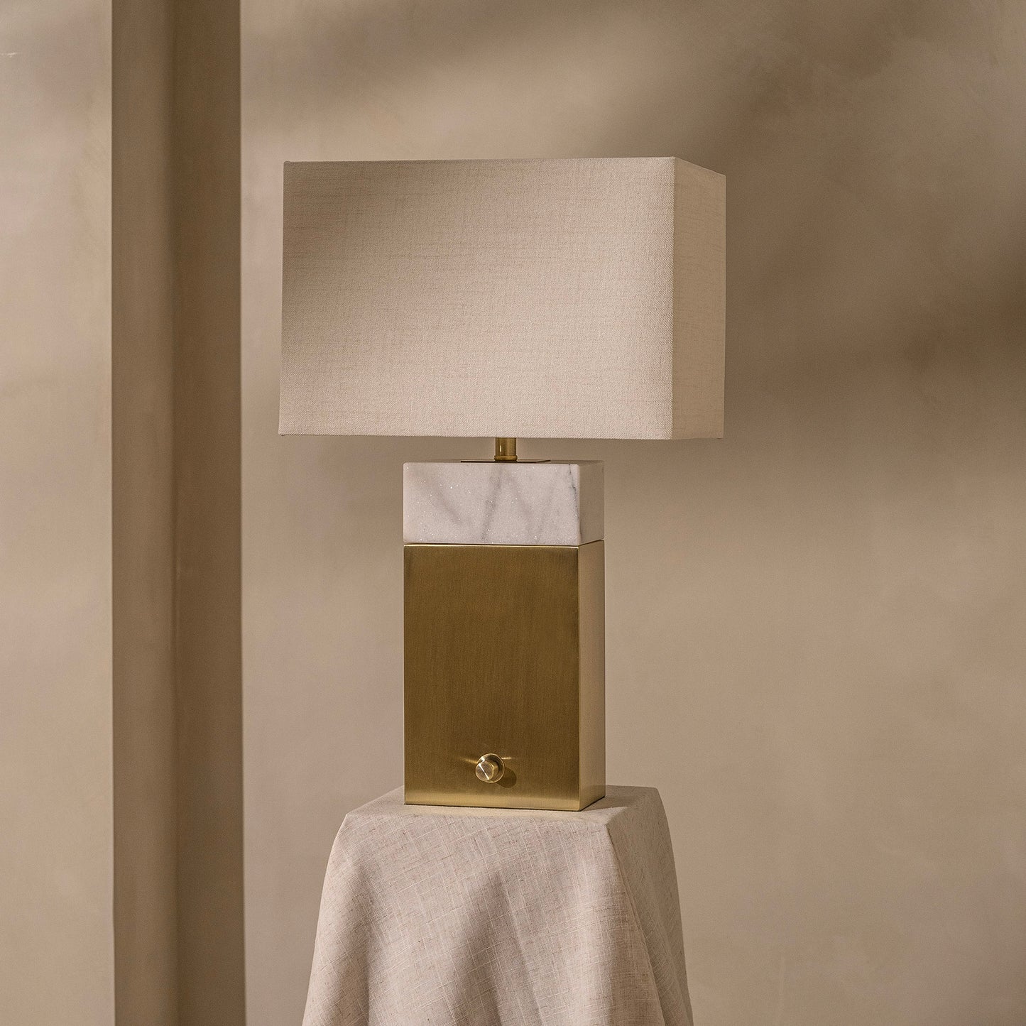 Durham Table Lamp | 61 High, Grey Marble & Brass