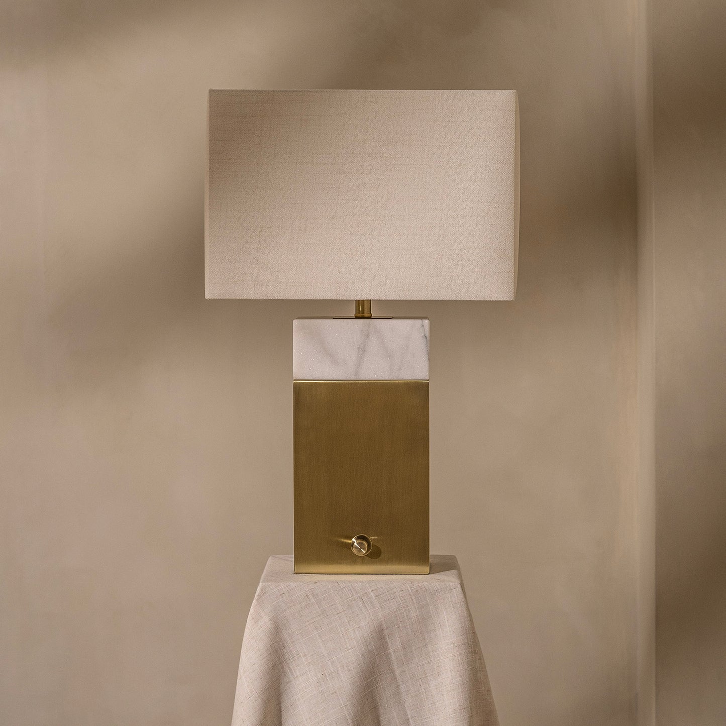 Durham Table Lamp | 61 High, Grey Marble & Brass