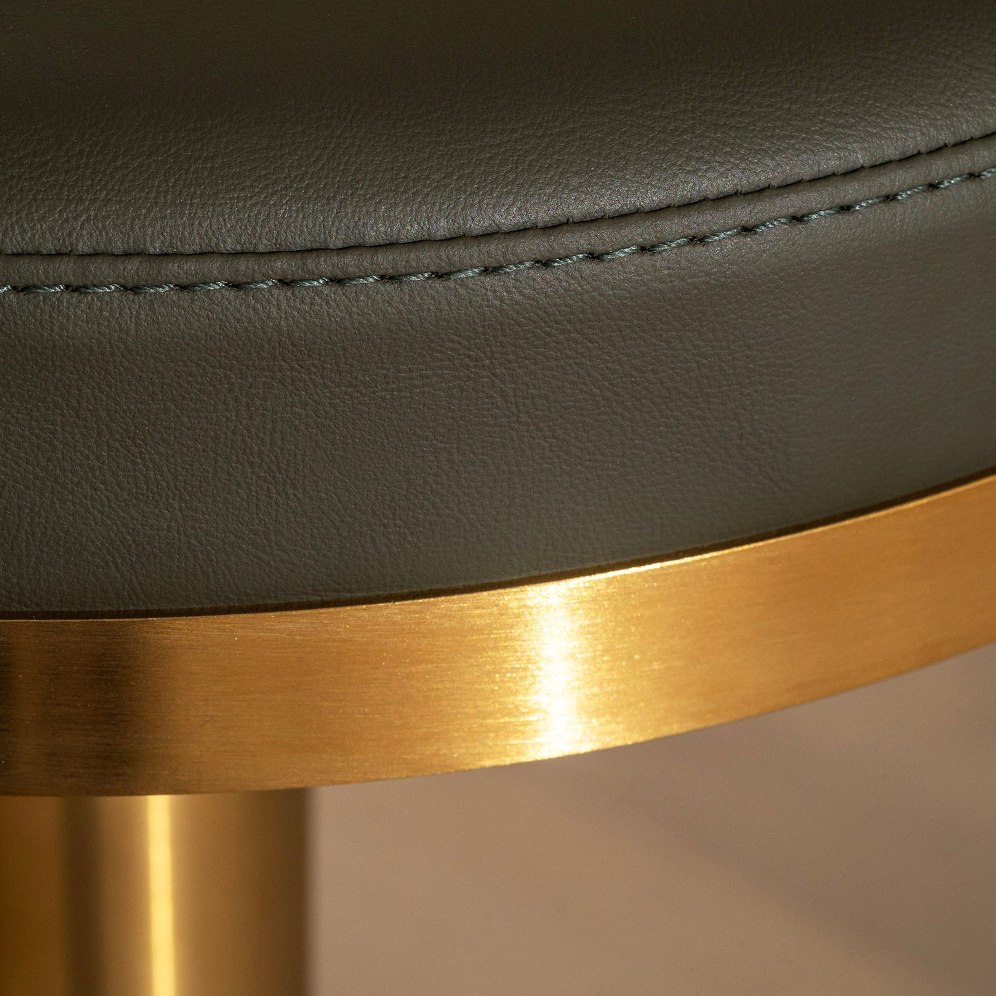 Elio Bar Stool | Adjustable | Brass & Dark Green Leather