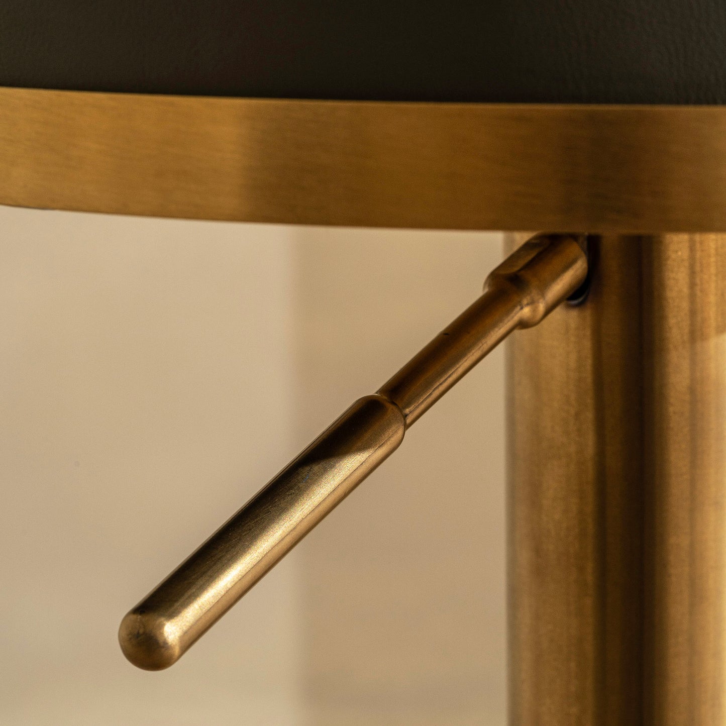 Elio Bar Stool | Adjustable | Brass & Dark Green Leather