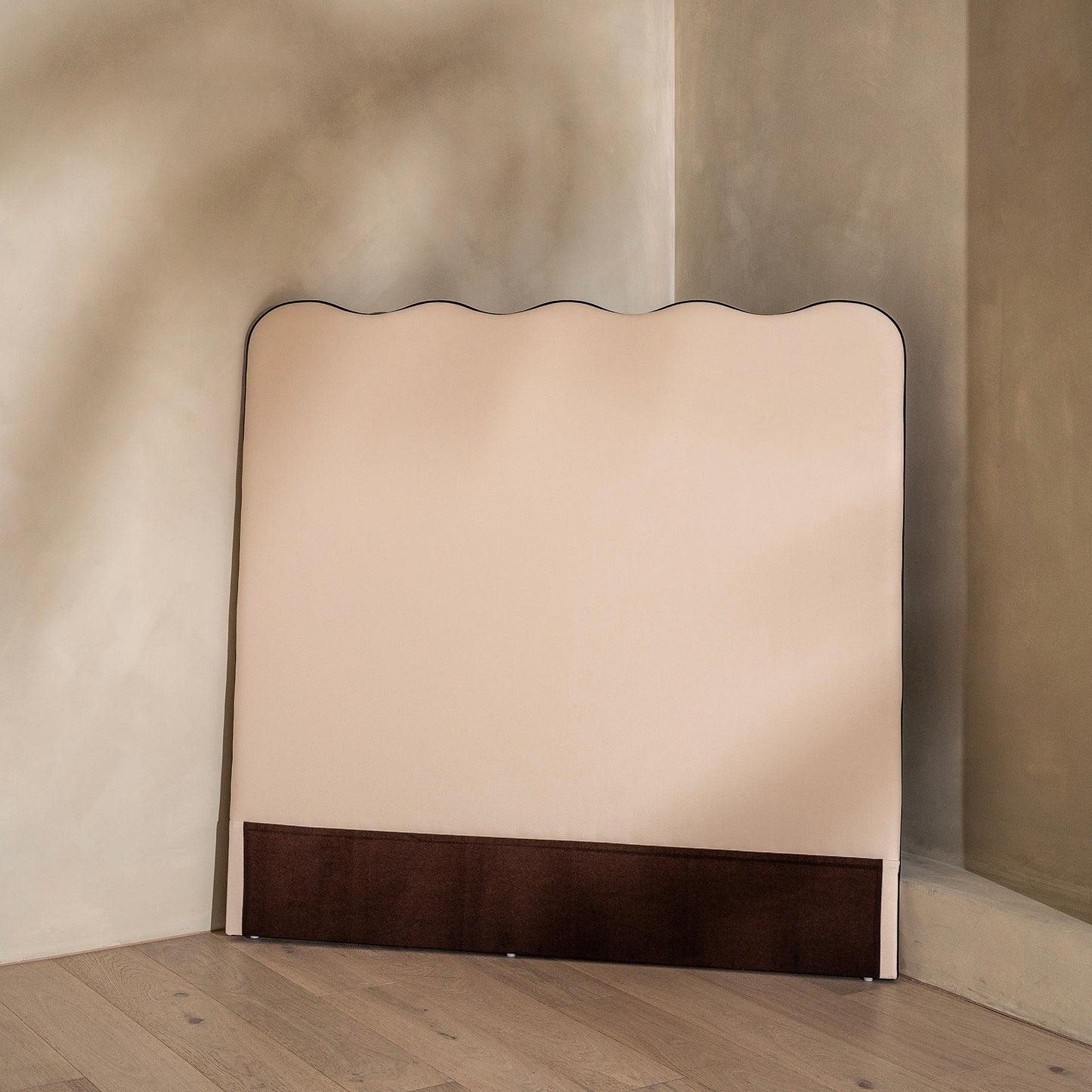 Capo Headboard | Black Piped & White Linen