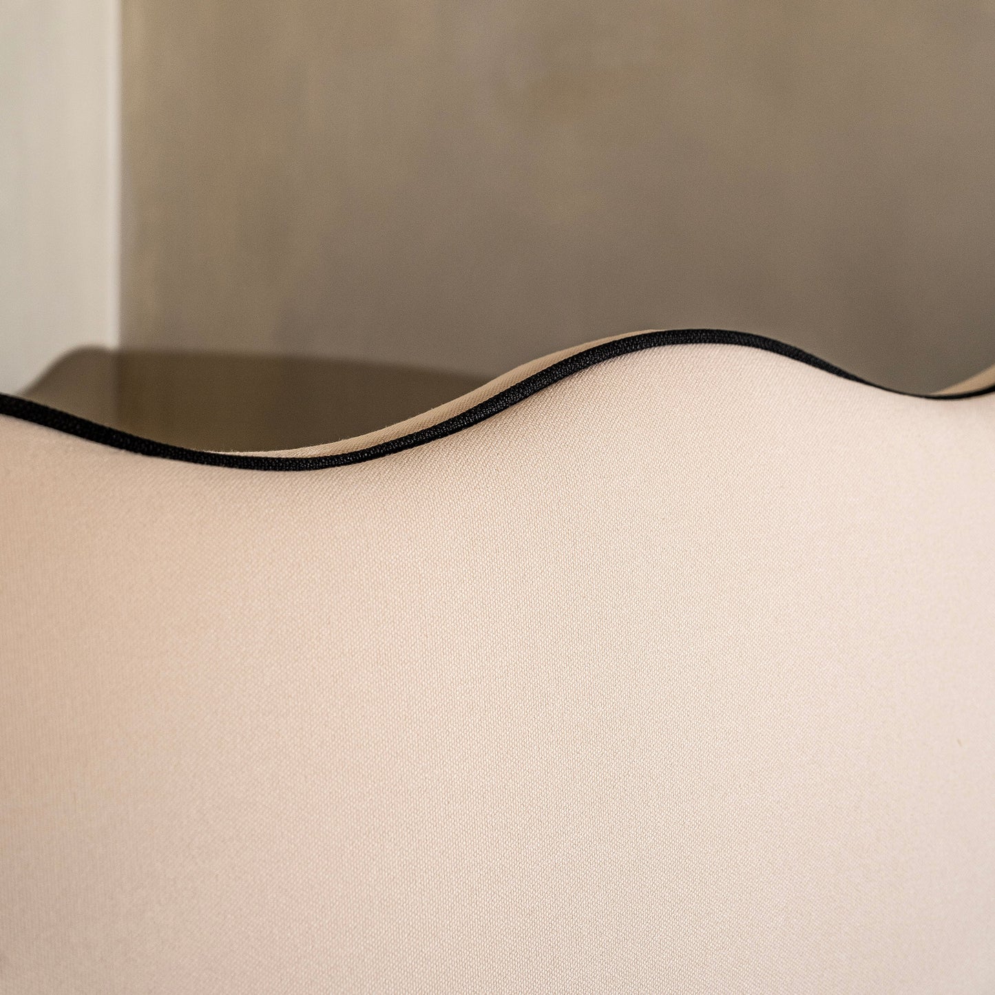 Capo Headboard | Black Piped & White Linen