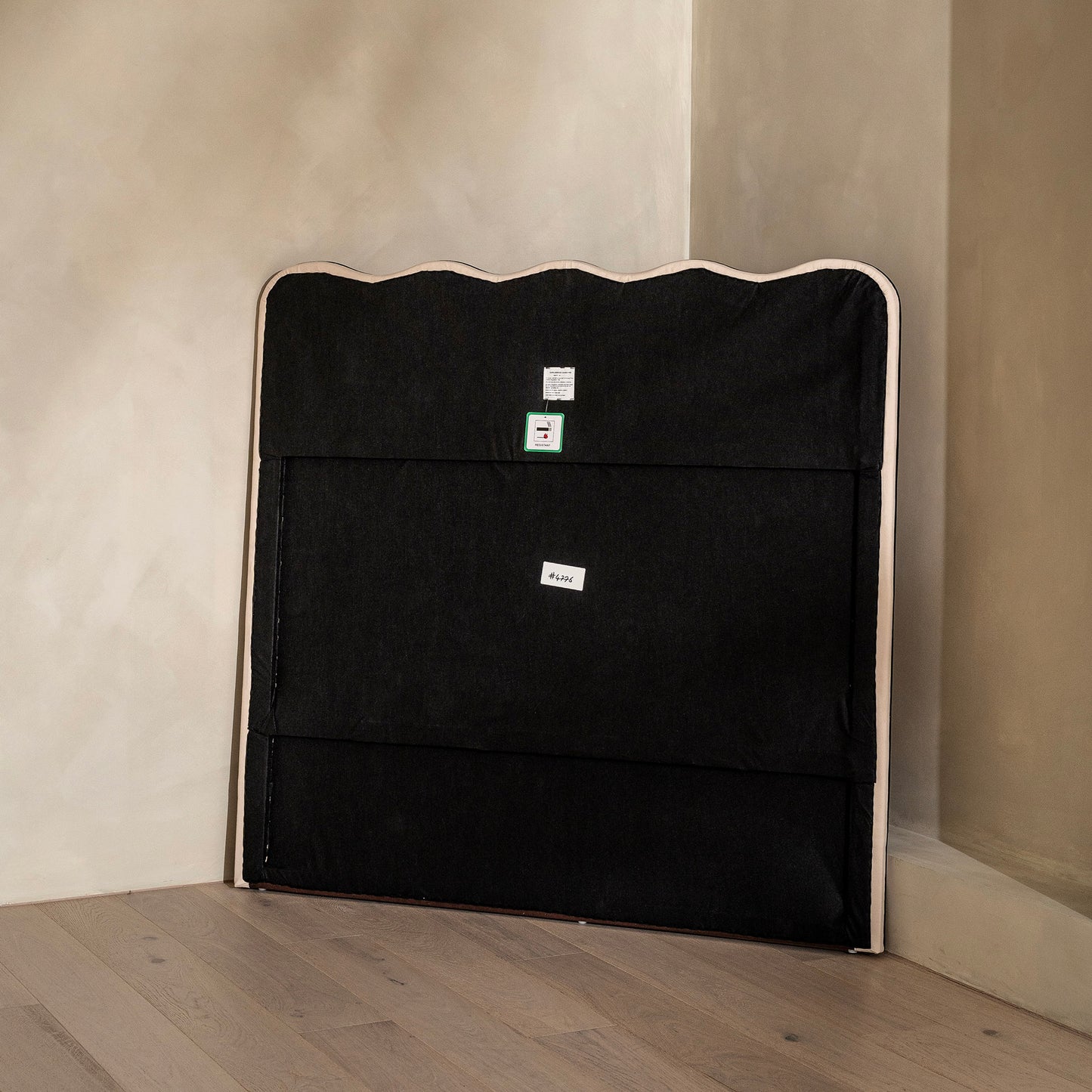 Capo Headboard | Black Piped & White Linen
