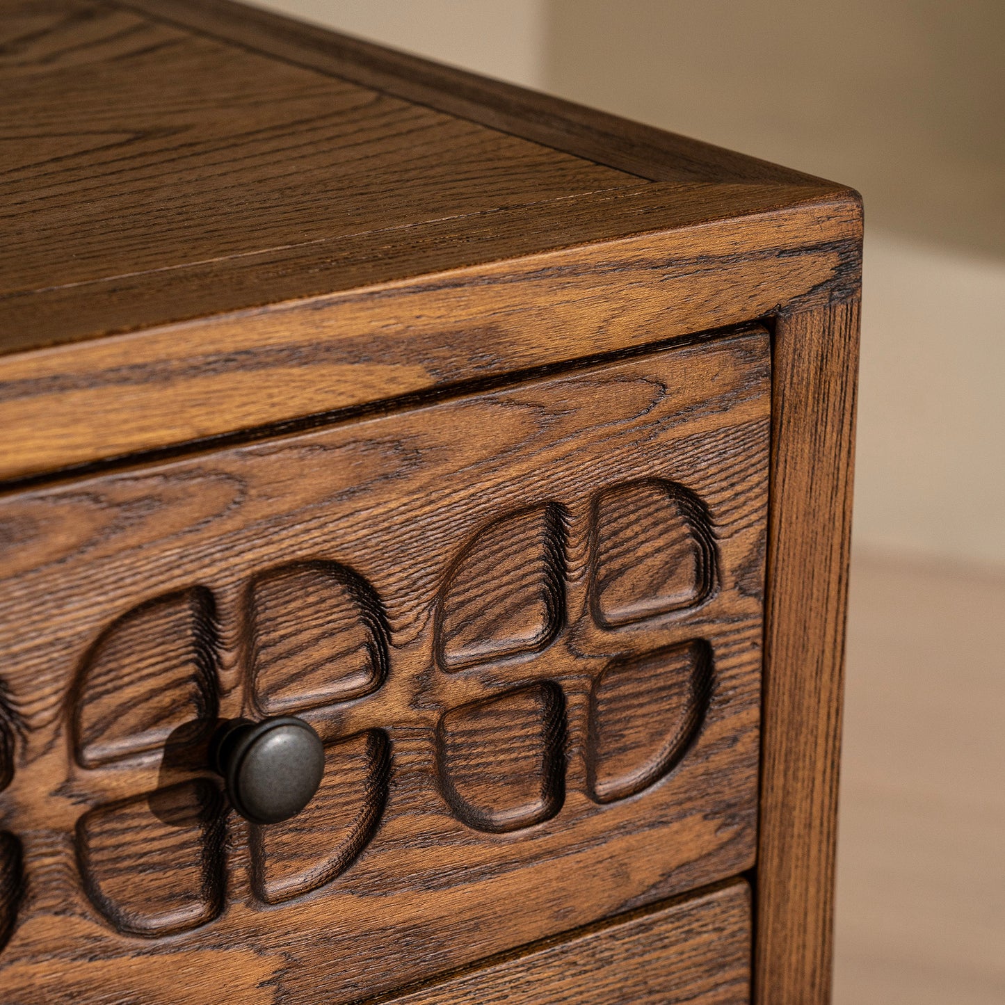 Hargate Bedside Table | 400 Wide Dark Chocolate Oak, 3 Drawer