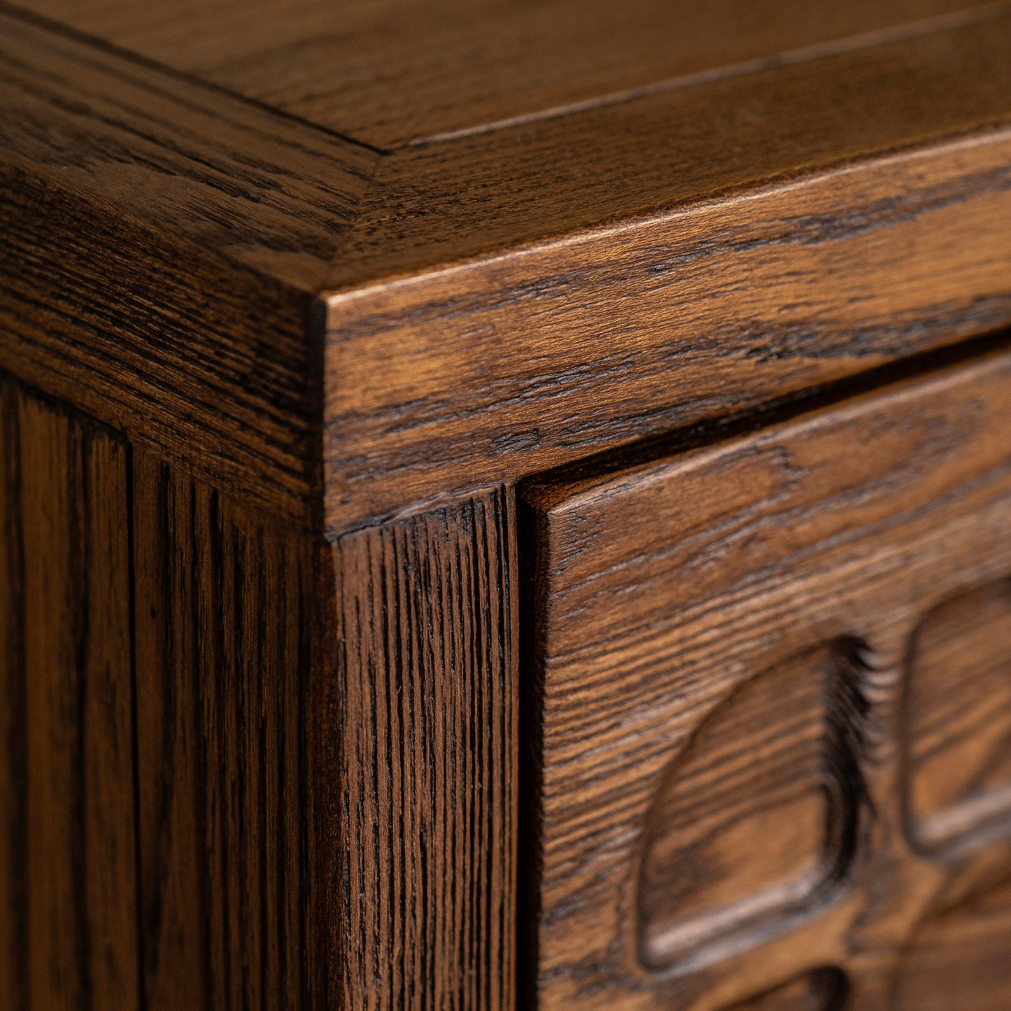 Hargate Bedside Table | 400 Wide Dark Chocolate Oak, 3 Drawer