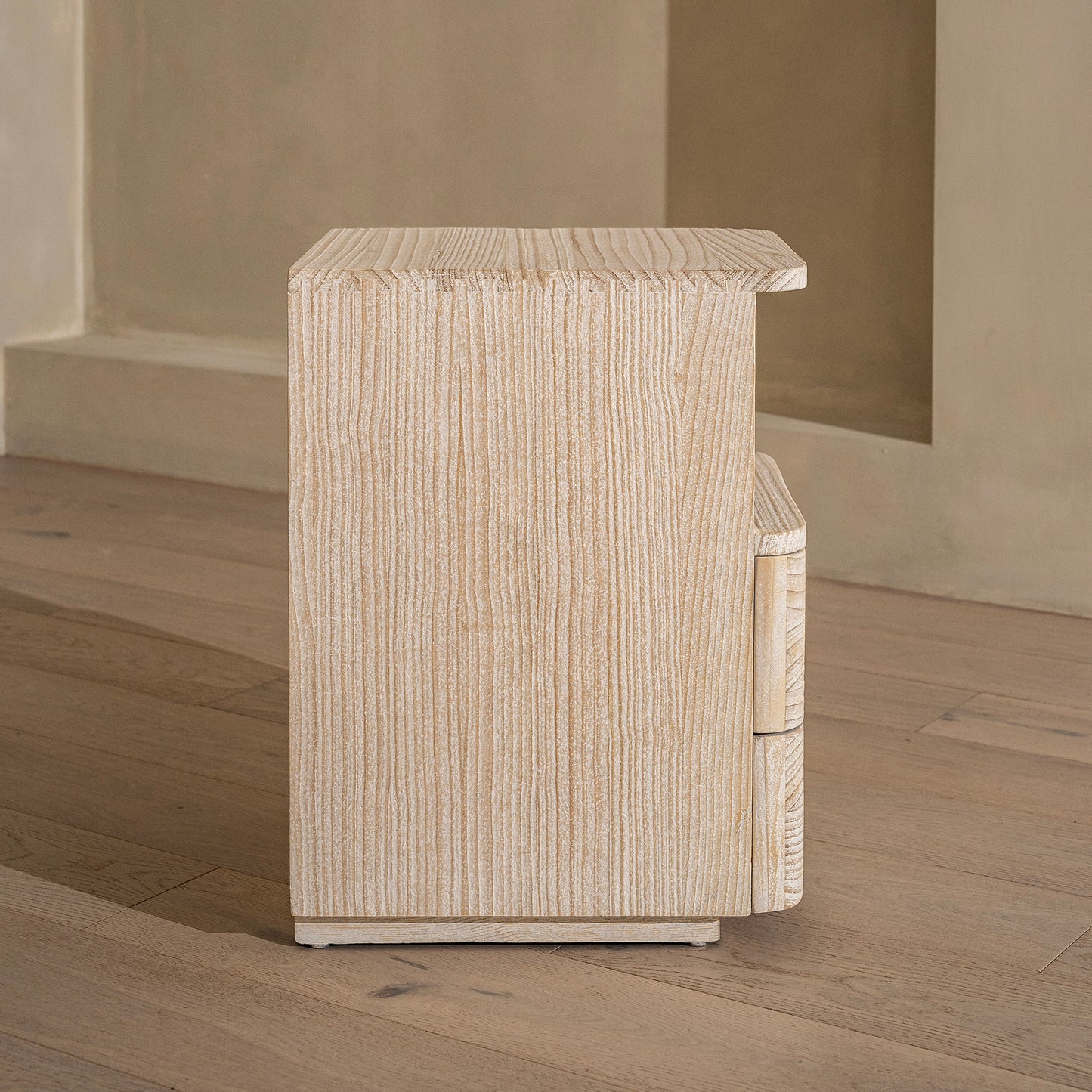 California Bedside Table | 400 Wide Recycled White Pine, 2 Drawer