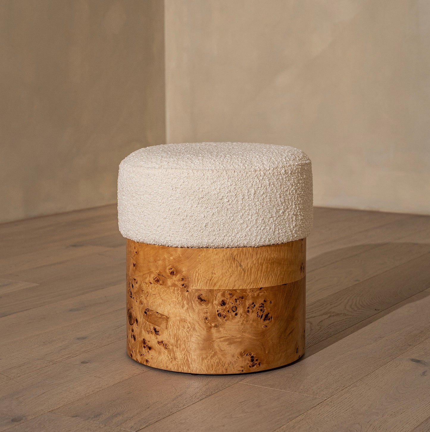Thornhill Burl Stool | 40 Wide | Light Burl