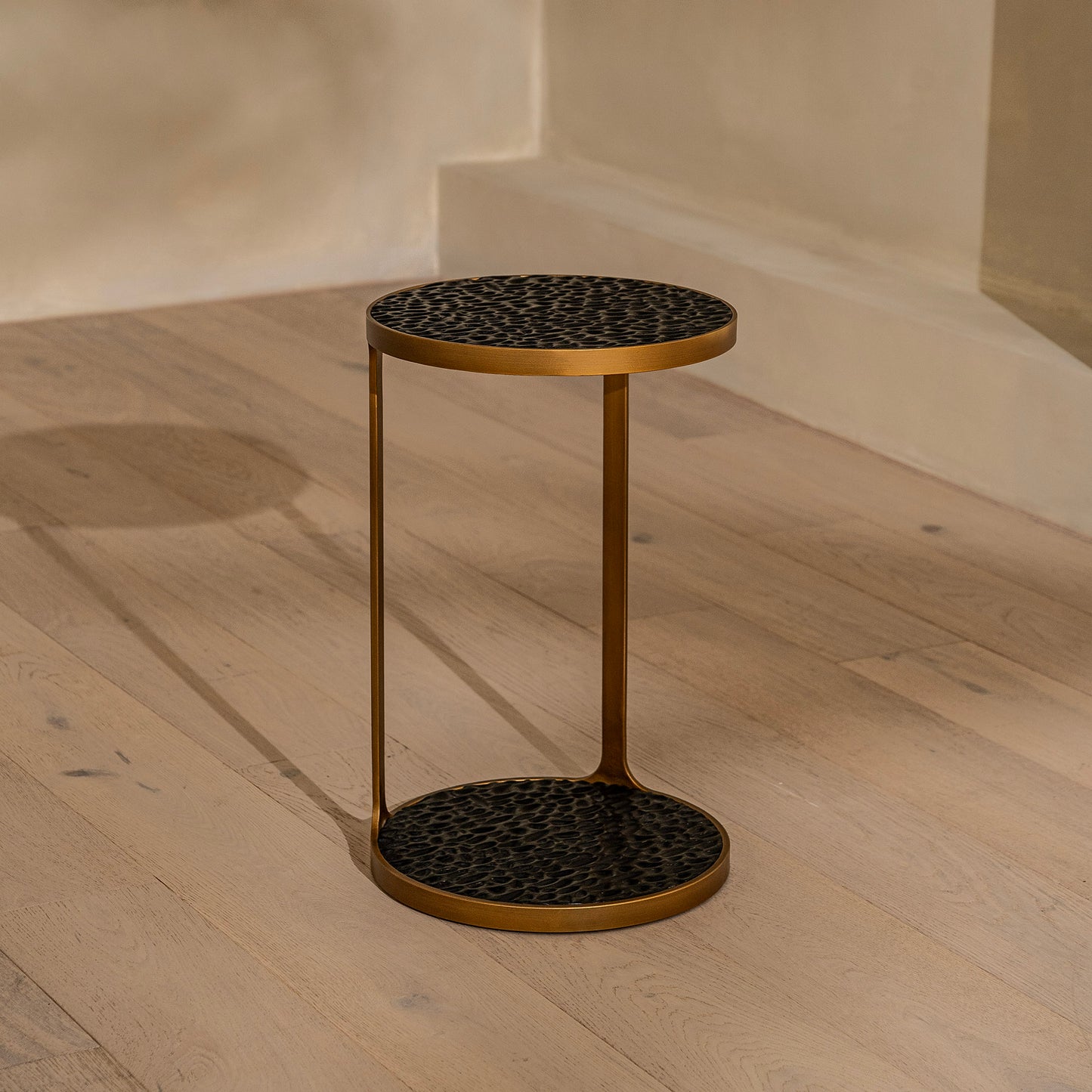 Bolsover Side Table | 350 Round | Black & Brass