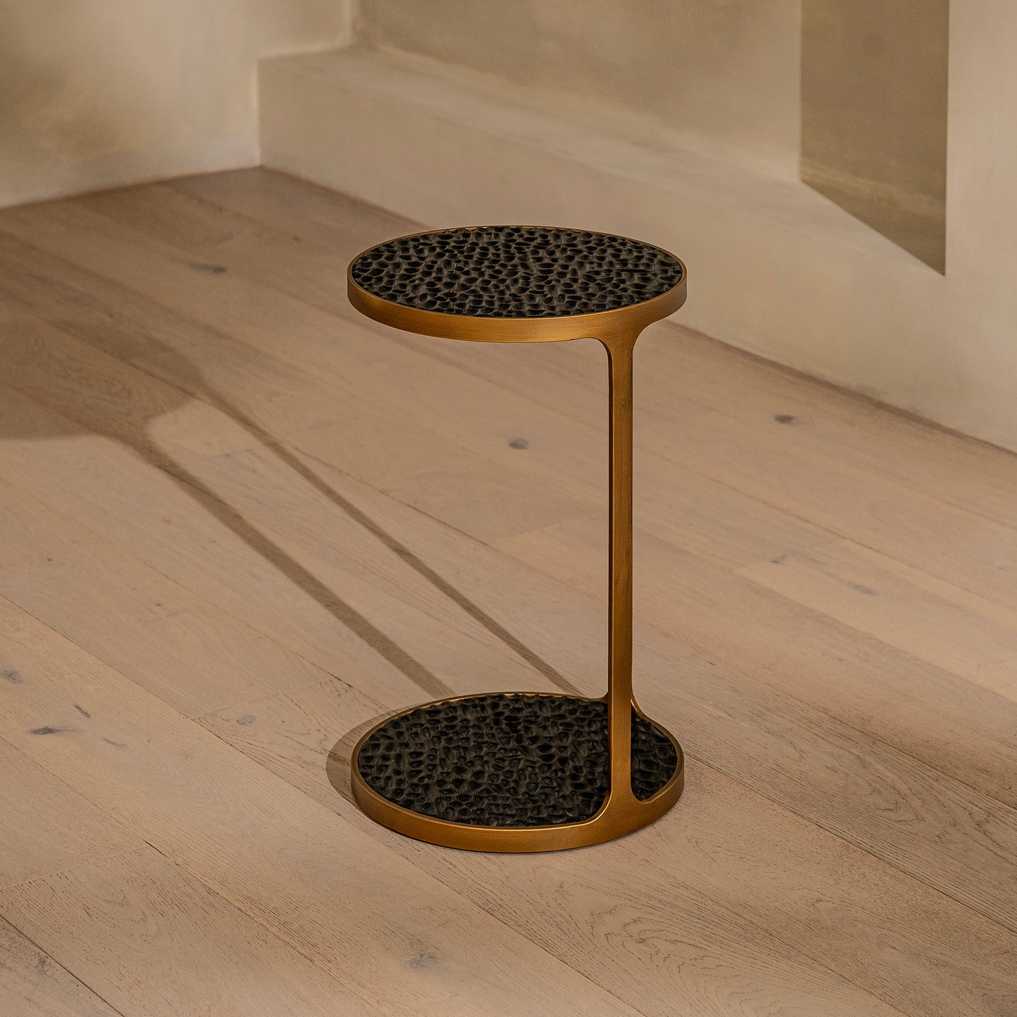 Bolsover Side Table | 350 Round | Black & Brass