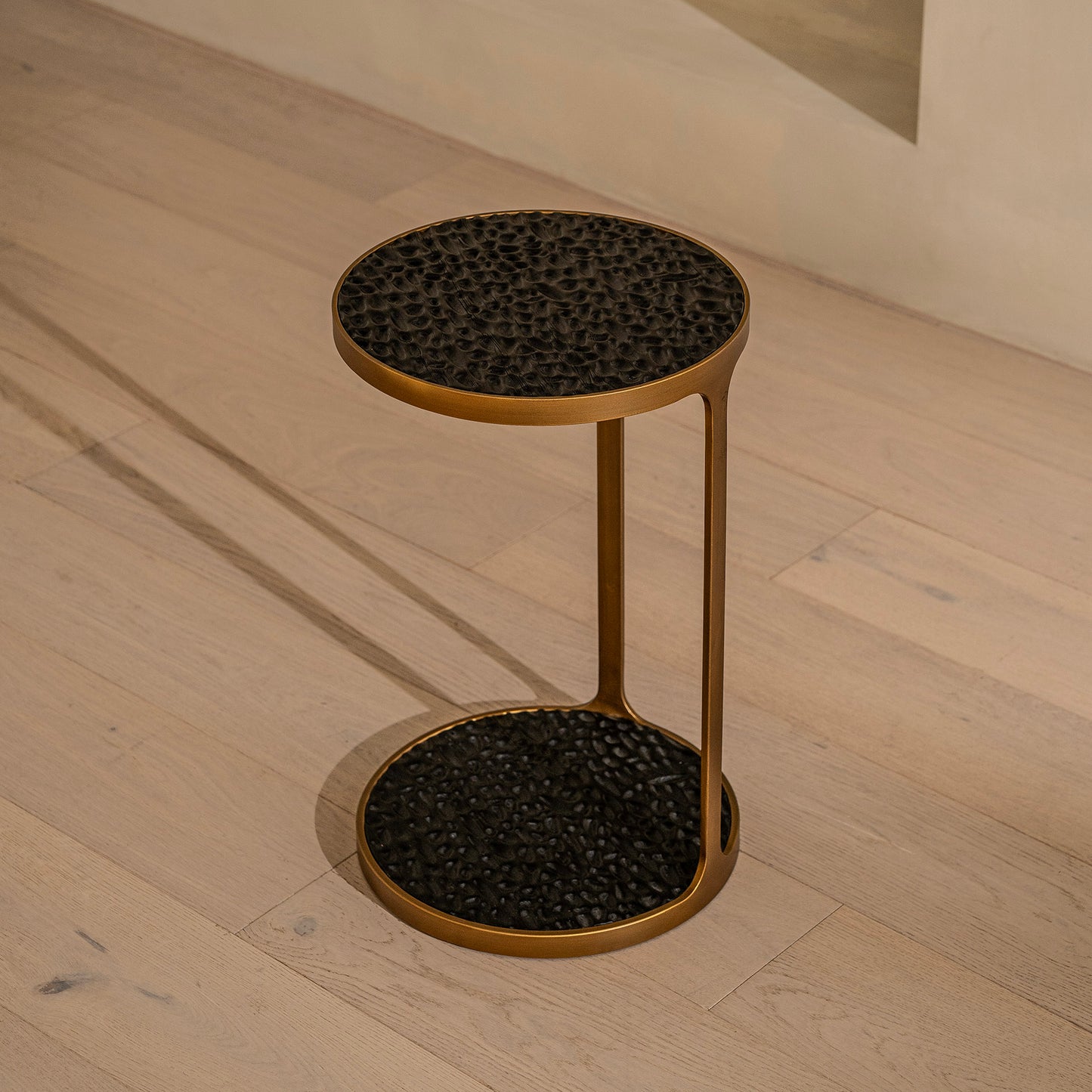 Bolsover Side Table | 350 Round | Black & Brass