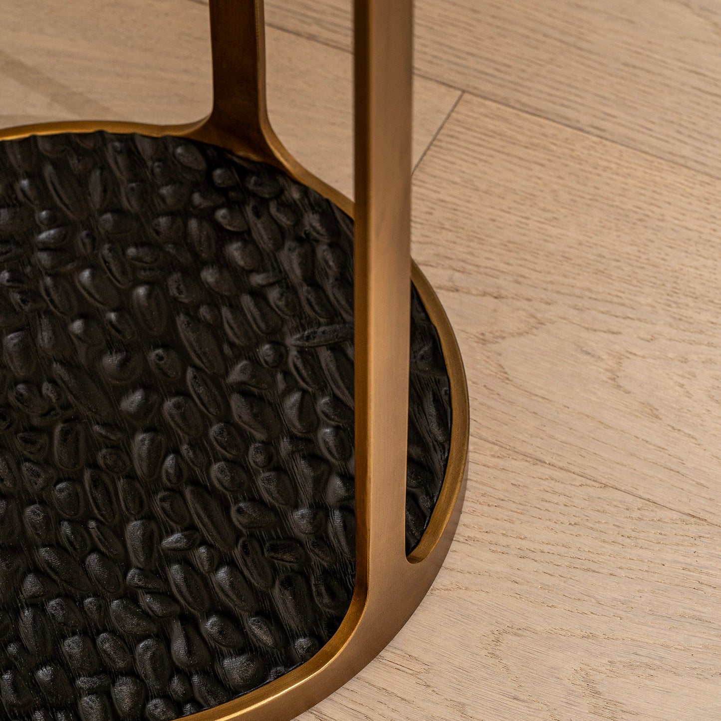 Bolsover Side Table | 350 Round | Black & Brass