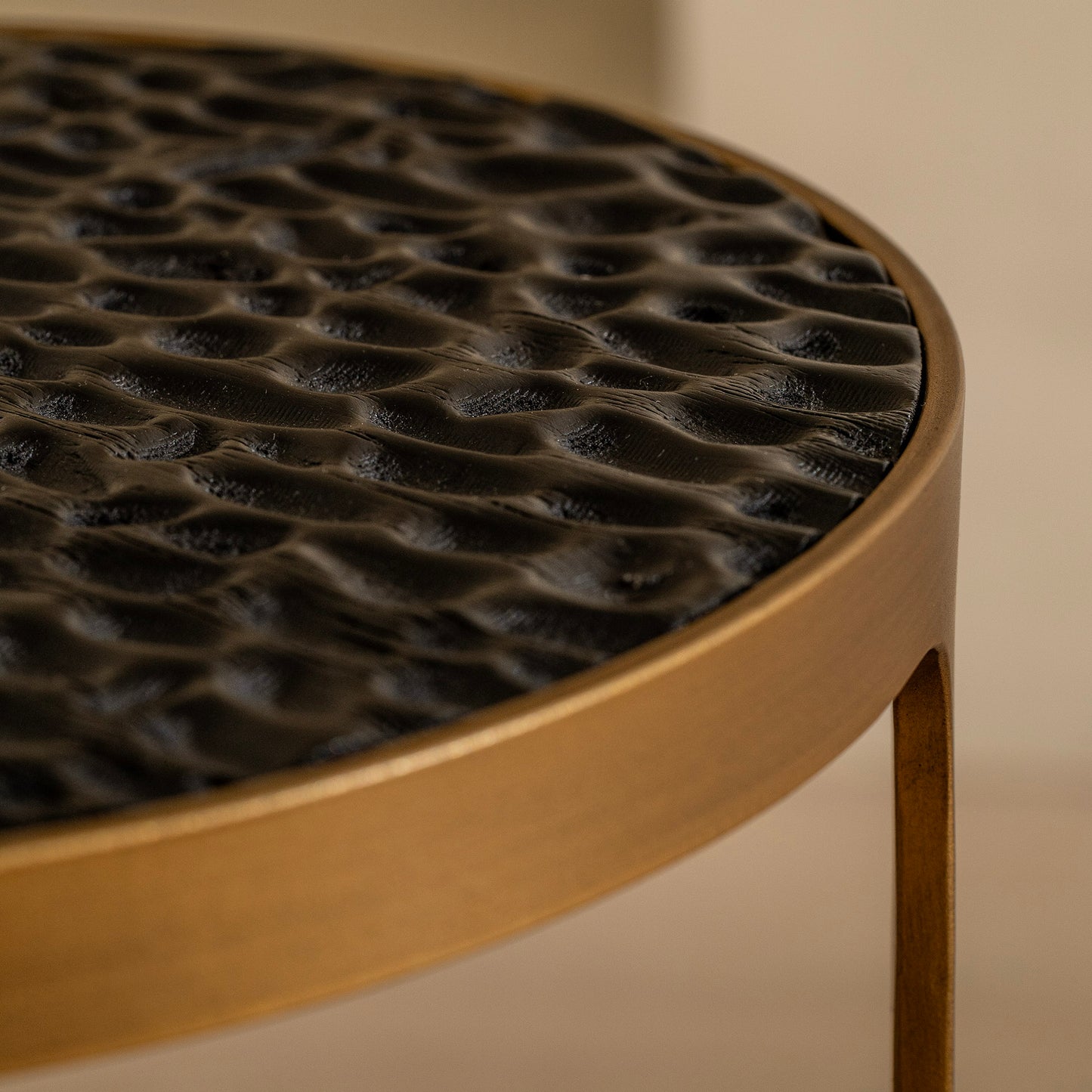 Bolsover Side Table | 350 Round | Black & Brass