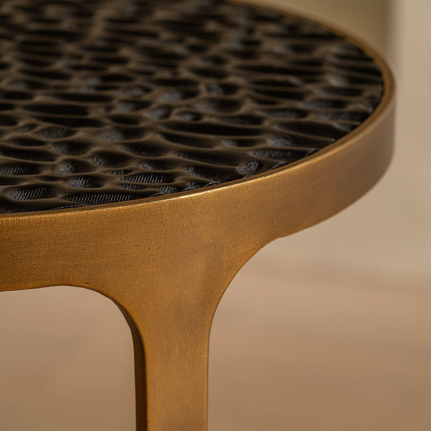 Bolsover Side Table | 350 Round | Black & Brass