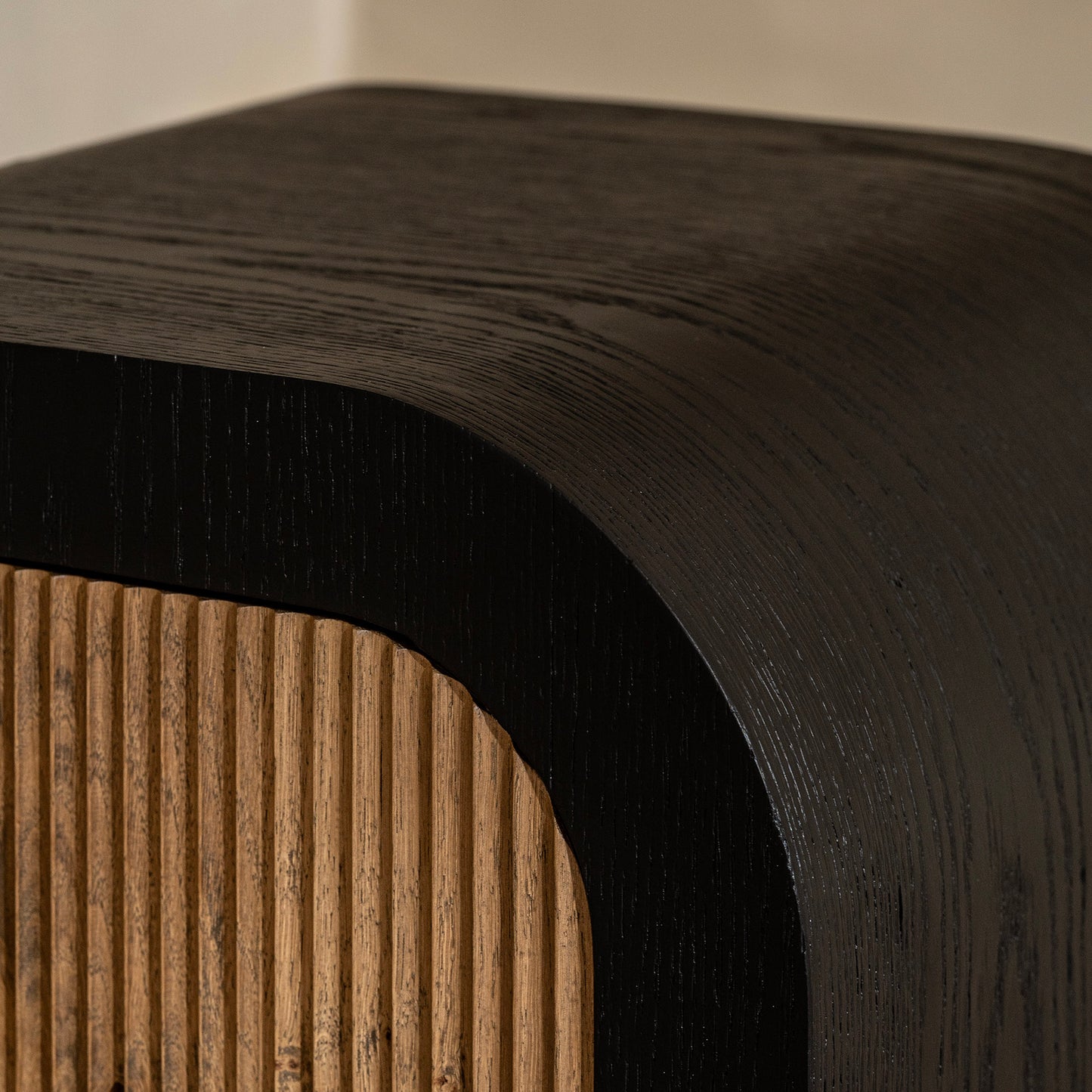 Essex Bedside Table | 450 Wide Black & Oak, 1 Drawer