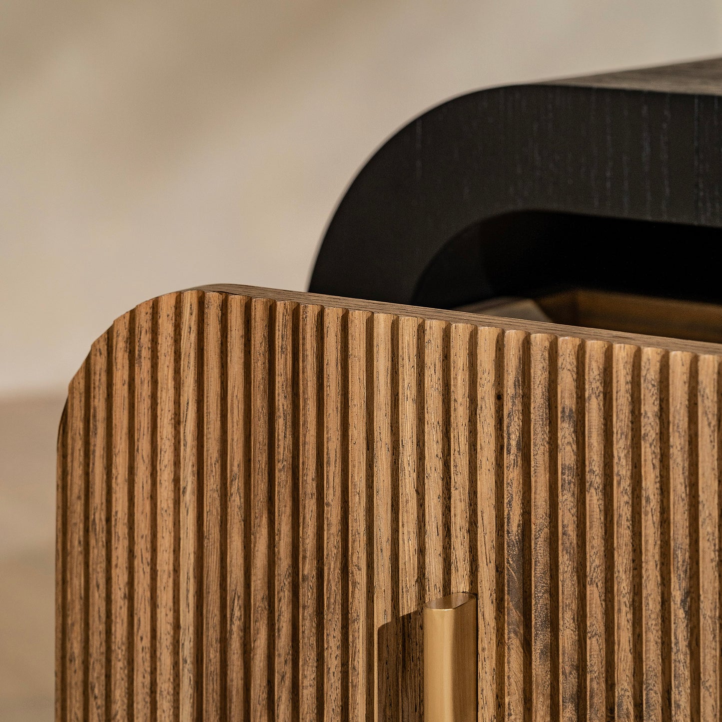 Essex Bedside Table | 450 Wide Black & Oak, 1 Drawer