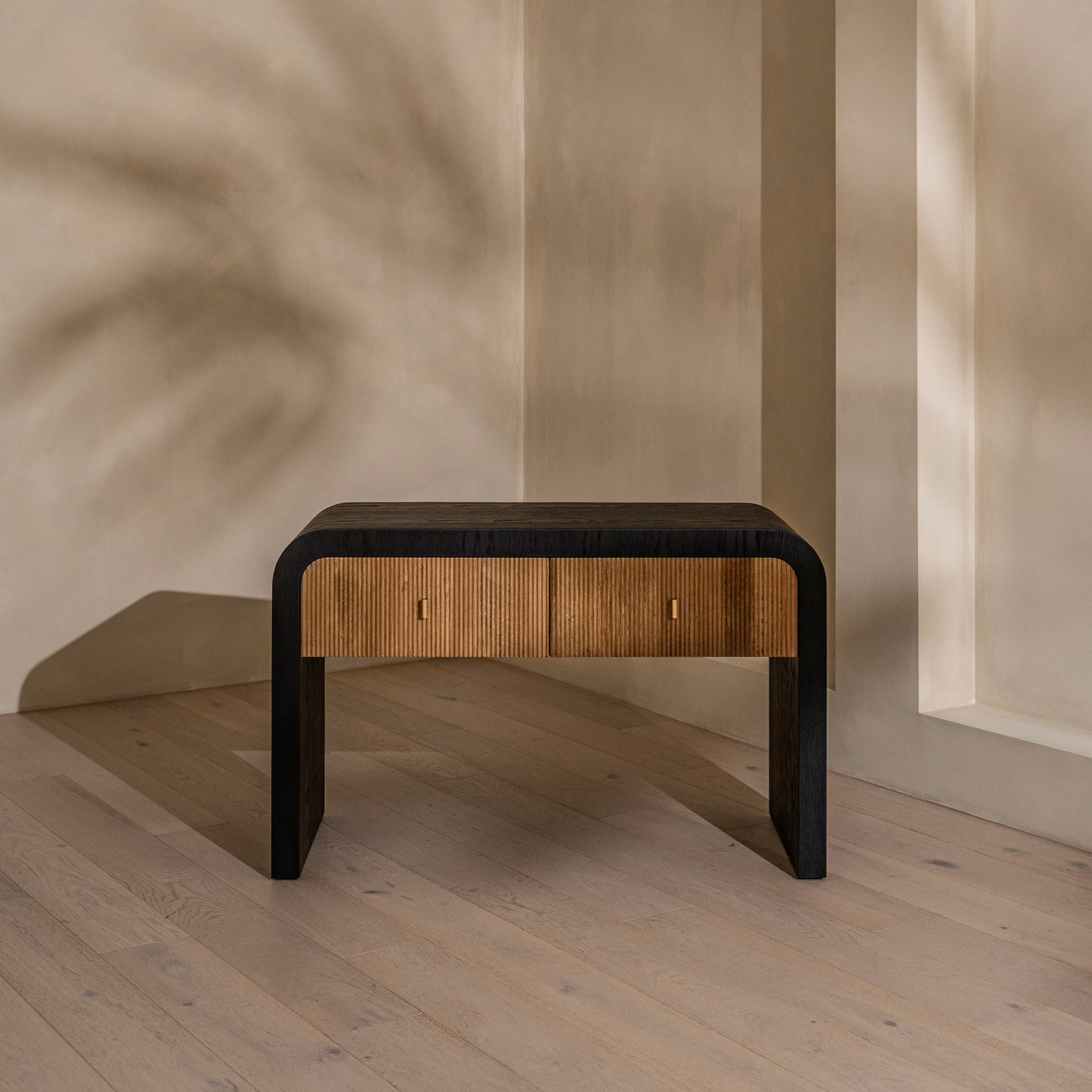 Essex Dressing Table | 1200 Wide Black & Oak, 2 Drawer