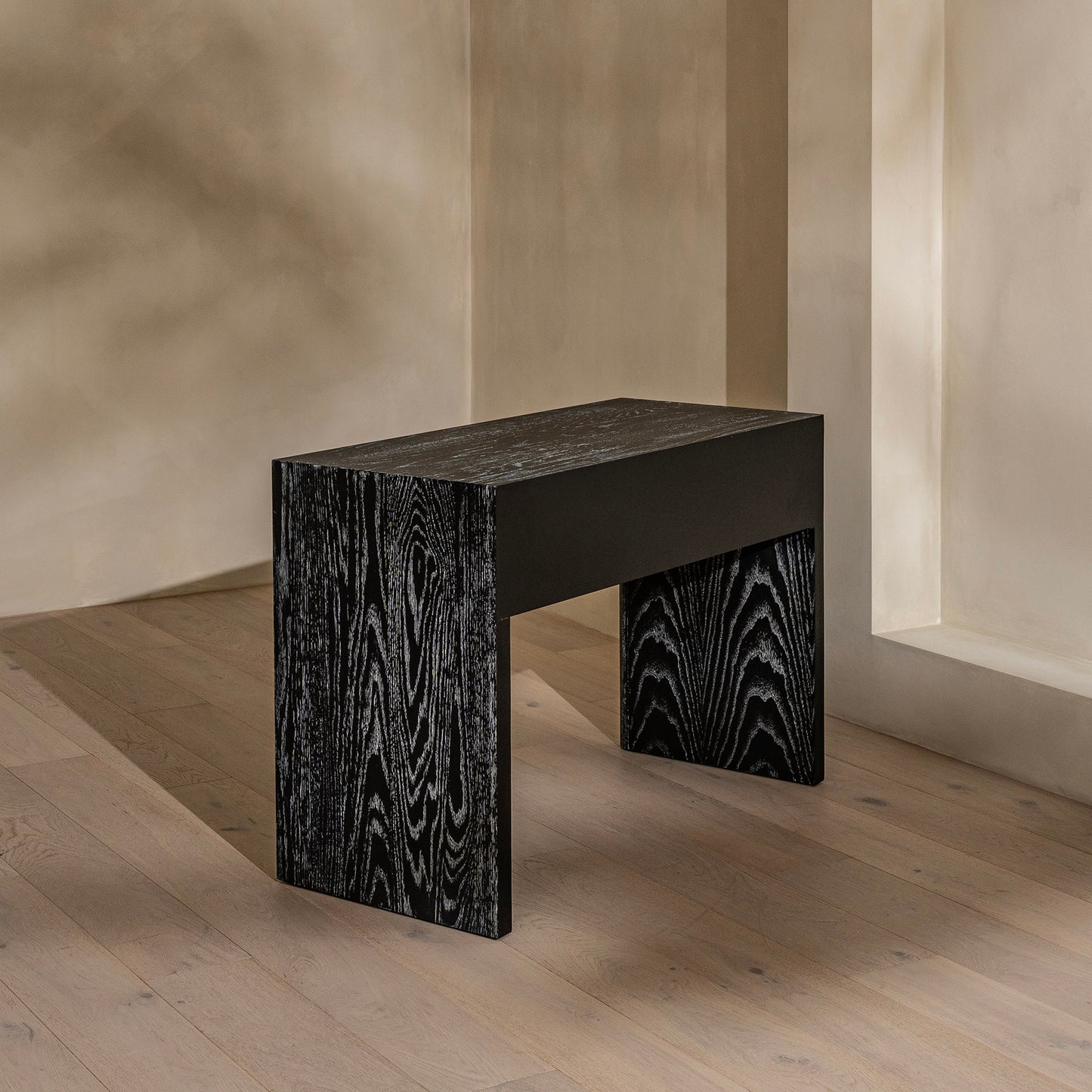 Button Dressing Table | 1200 Wide Black Grain, 2 Drawer