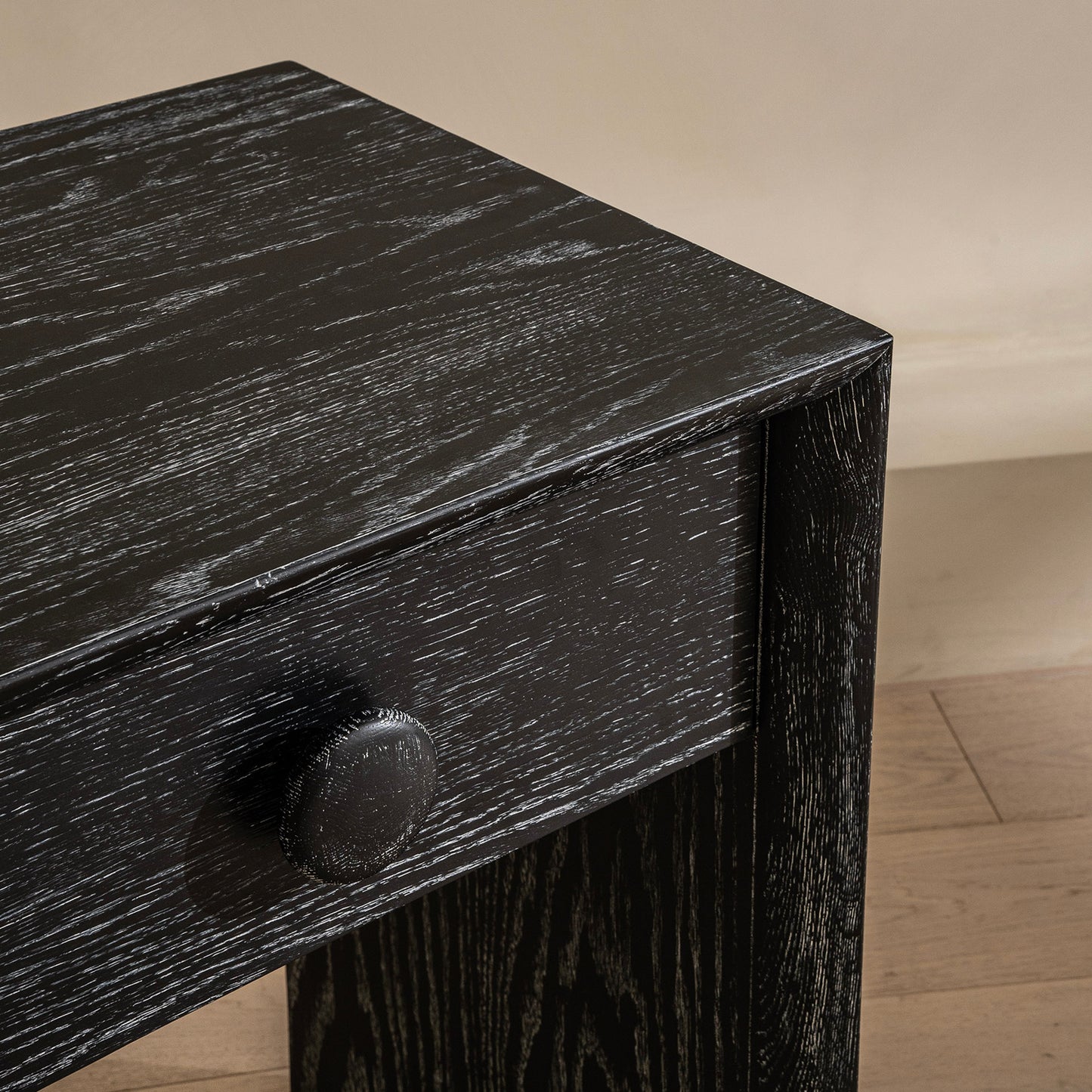 Button Dressing Table | 1200 Wide Black Grain, 2 Drawer