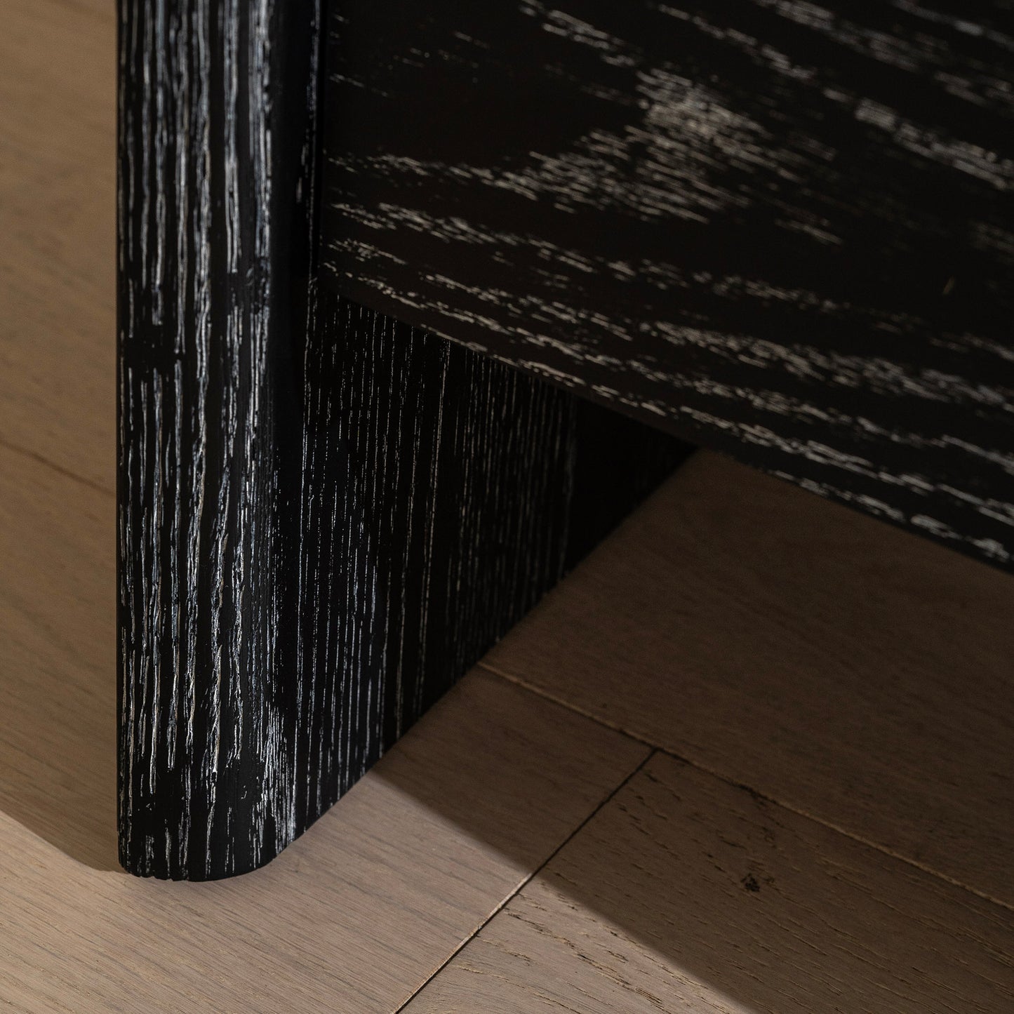 Button Bedside Table | 500 Wide Black Grain, 2 Drawer