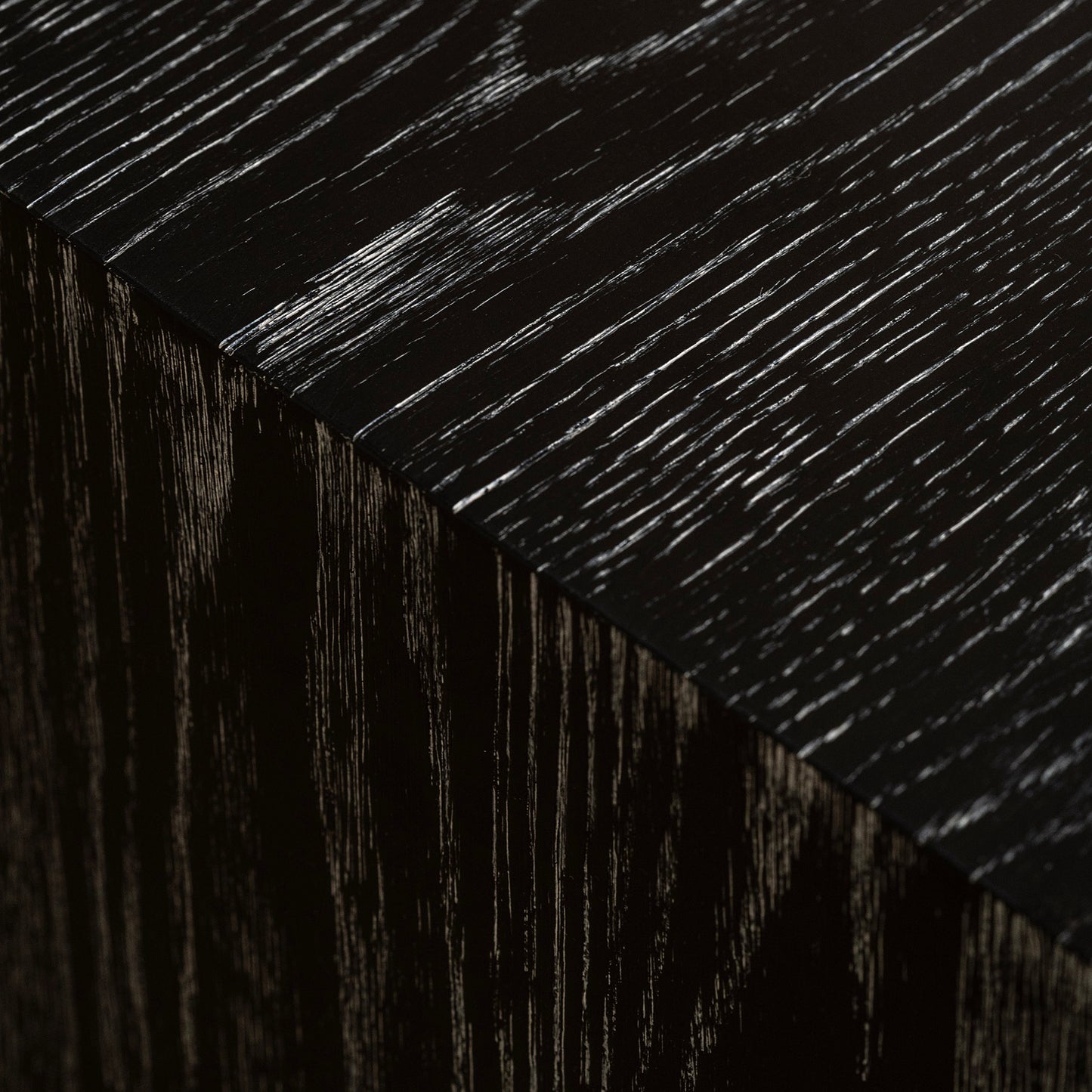 Button Bedside Table | 500 Wide Black Grain, 2 Drawer