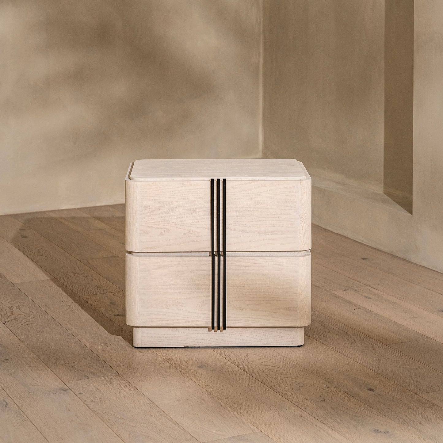 Vassall Bedside Table | 650 Wide White Wash, 2 Drawer