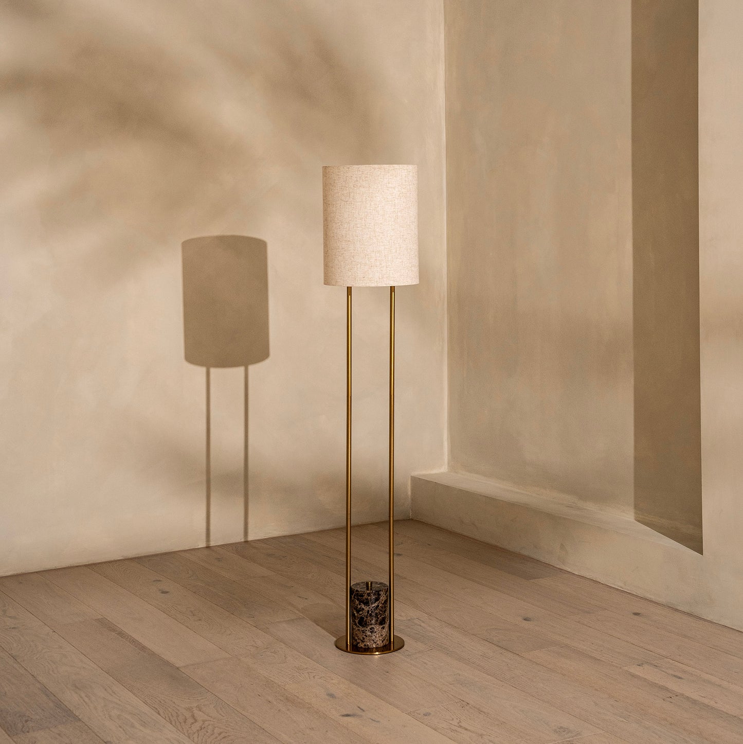 Bromley Floor Lamp | 155 High, Brown Marble & Brass