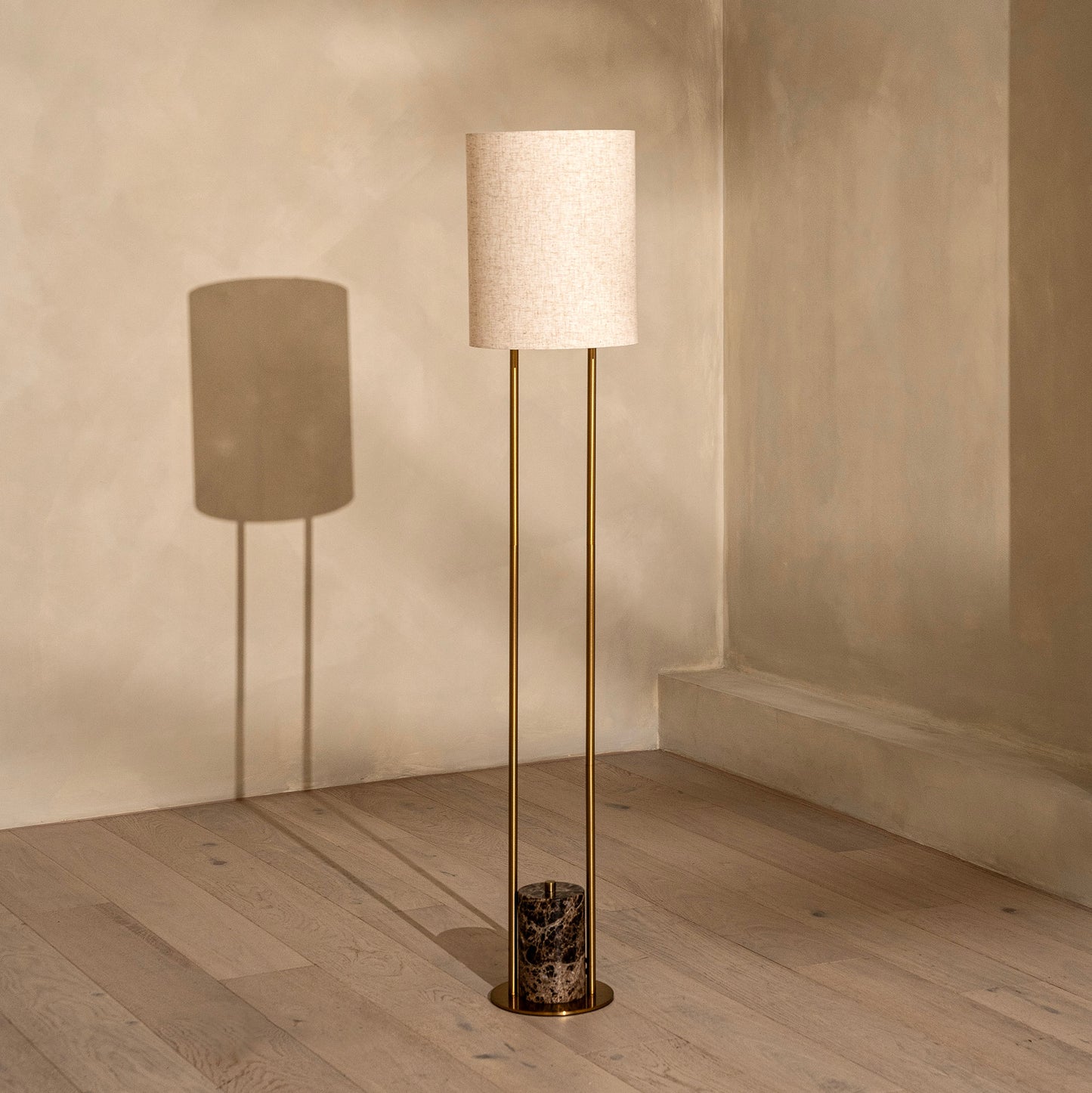 Bromley Floor Lamp | 155 High, Brown Marble & Brass