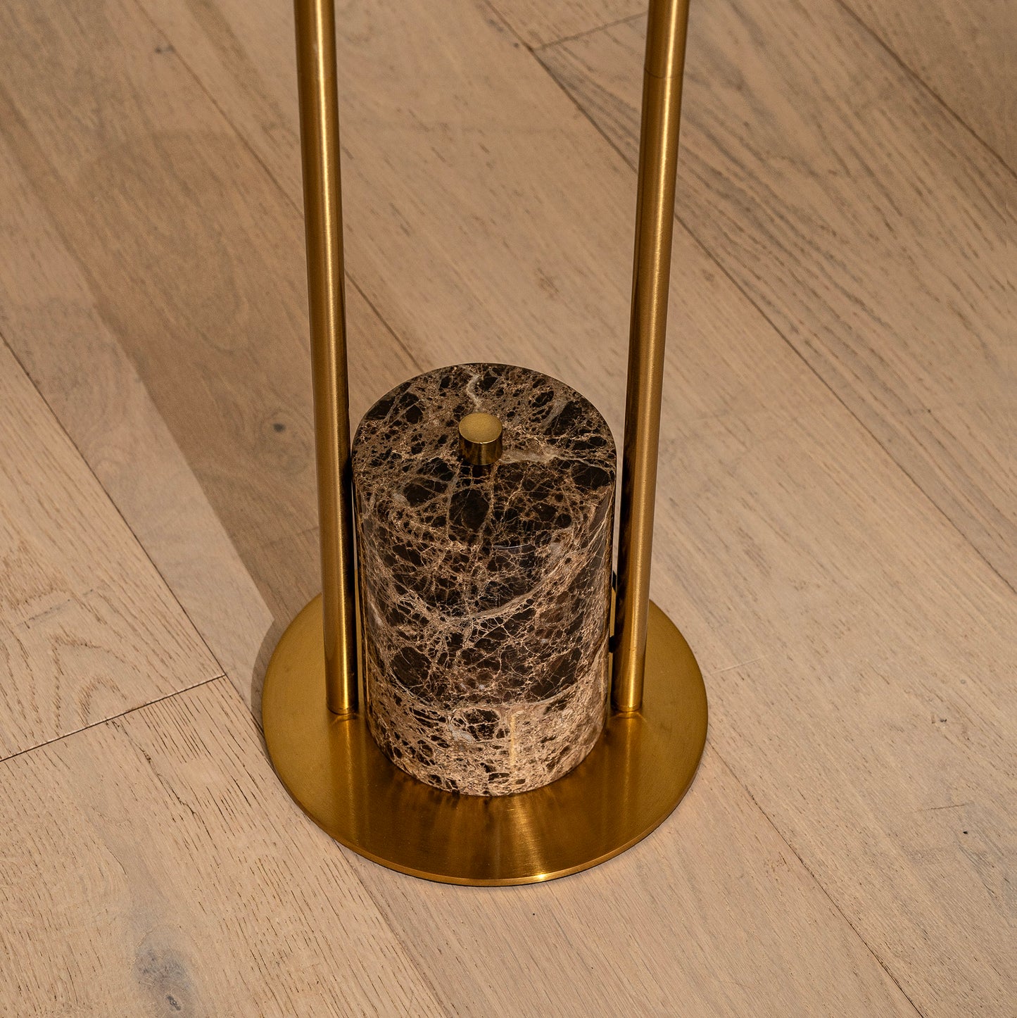 Bromley Floor Lamp | 155 High, Brown Marble & Brass
