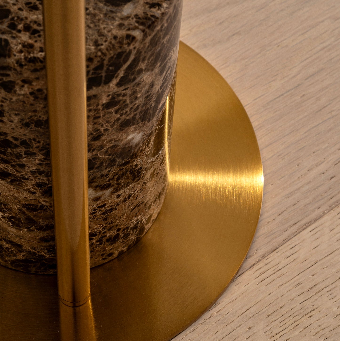 Bromley Floor Lamp | 155 High, Brown Marble & Brass