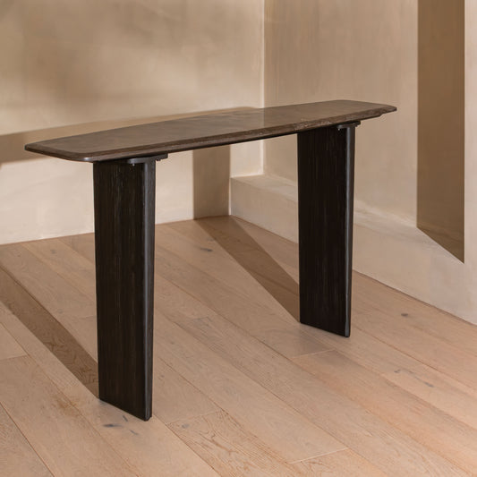 Jayda Console Table | 150 Wide, Dark Stone & Black Wood
