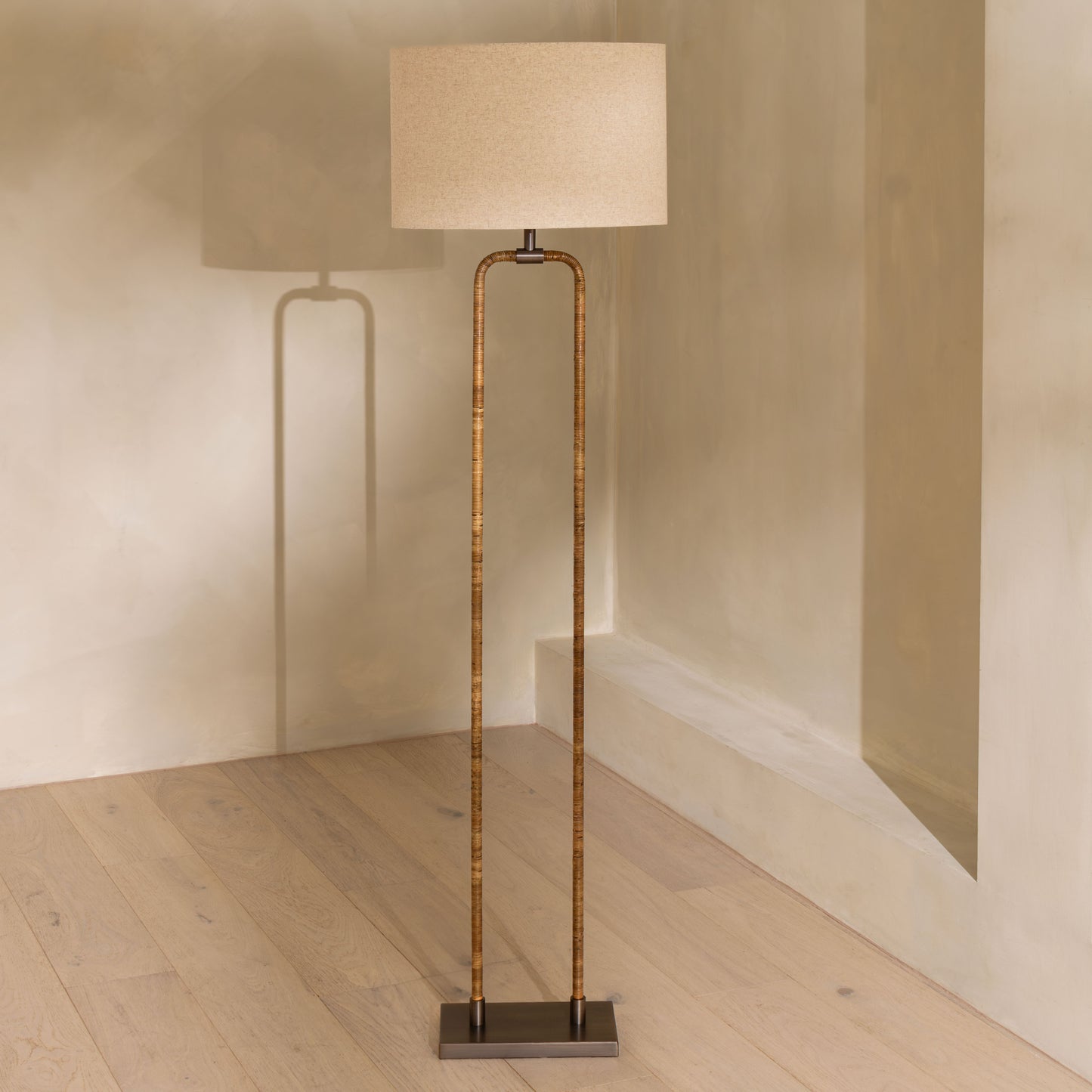 Newbie Floor Lamp | 158 High, Bronze & Whicker Weave