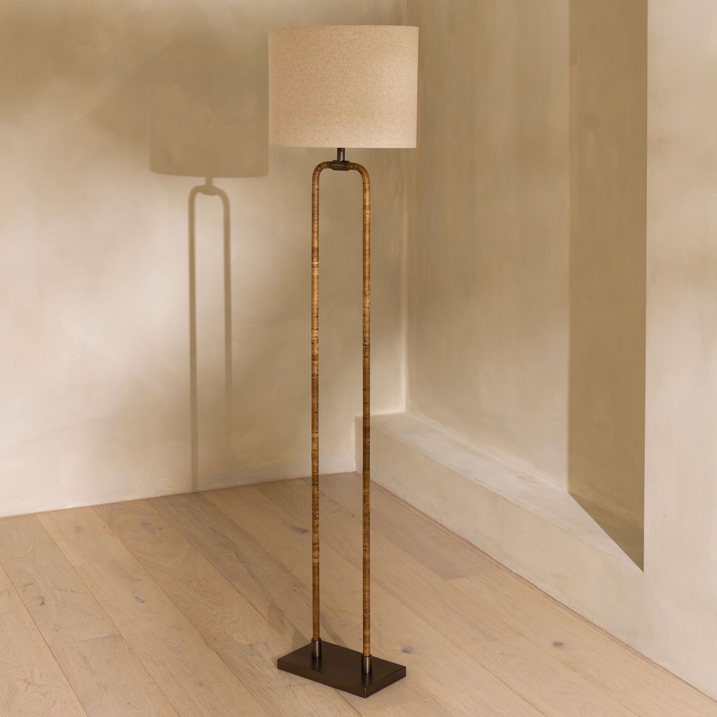 Newbie Floor Lamp | 158 High, Bronze & Whicker Weave