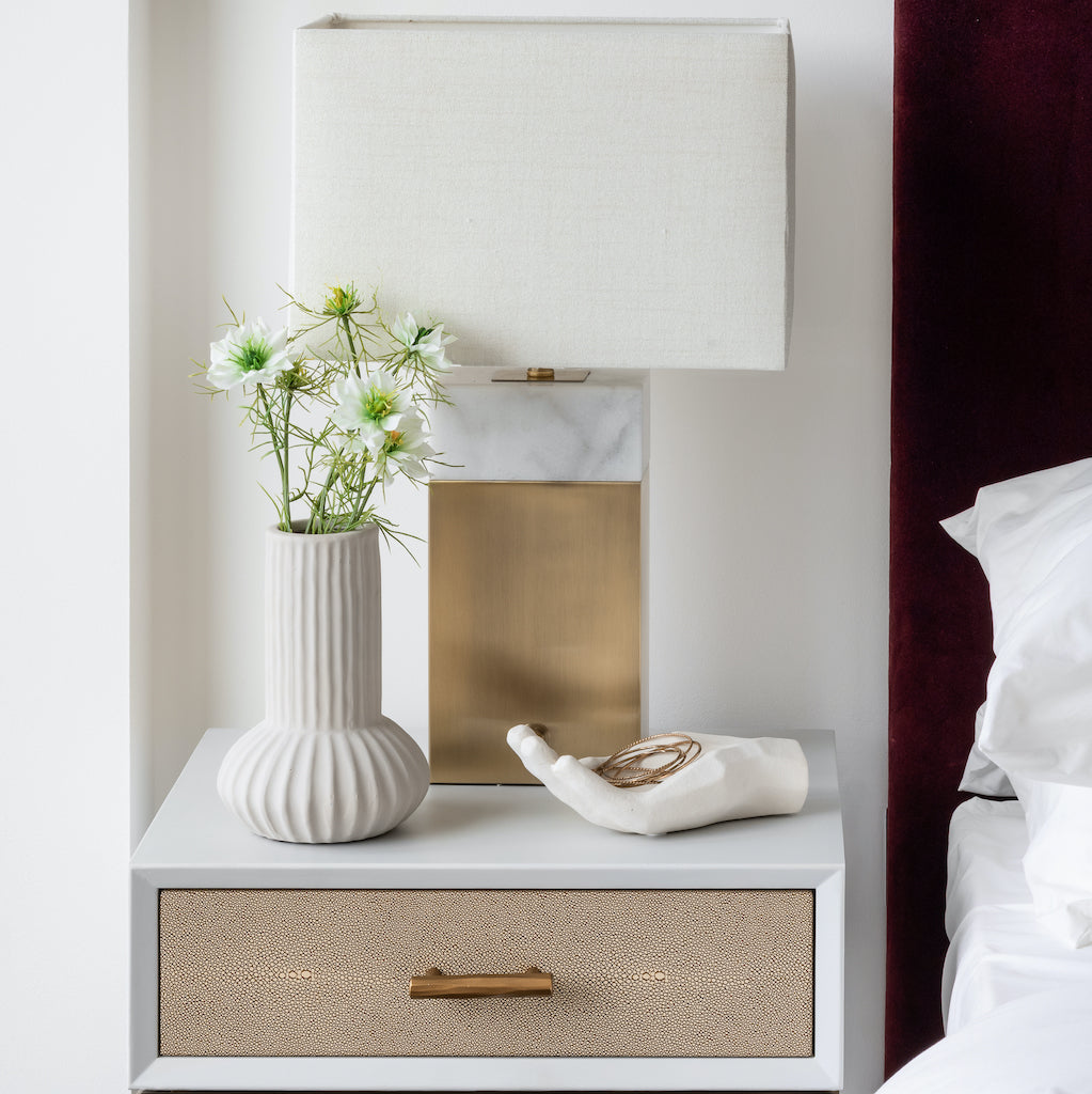 Durham Table Lamp | 61 High, Grey Marble & Brass