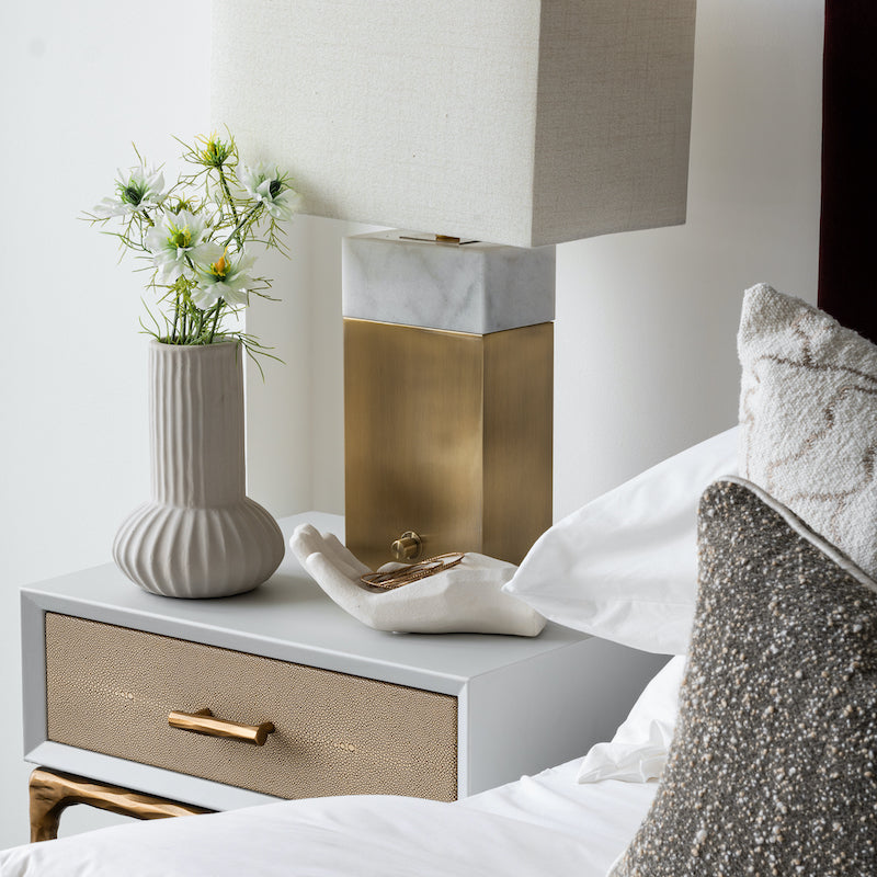 Durham Table Lamp | 61 High, Grey Marble & Brass