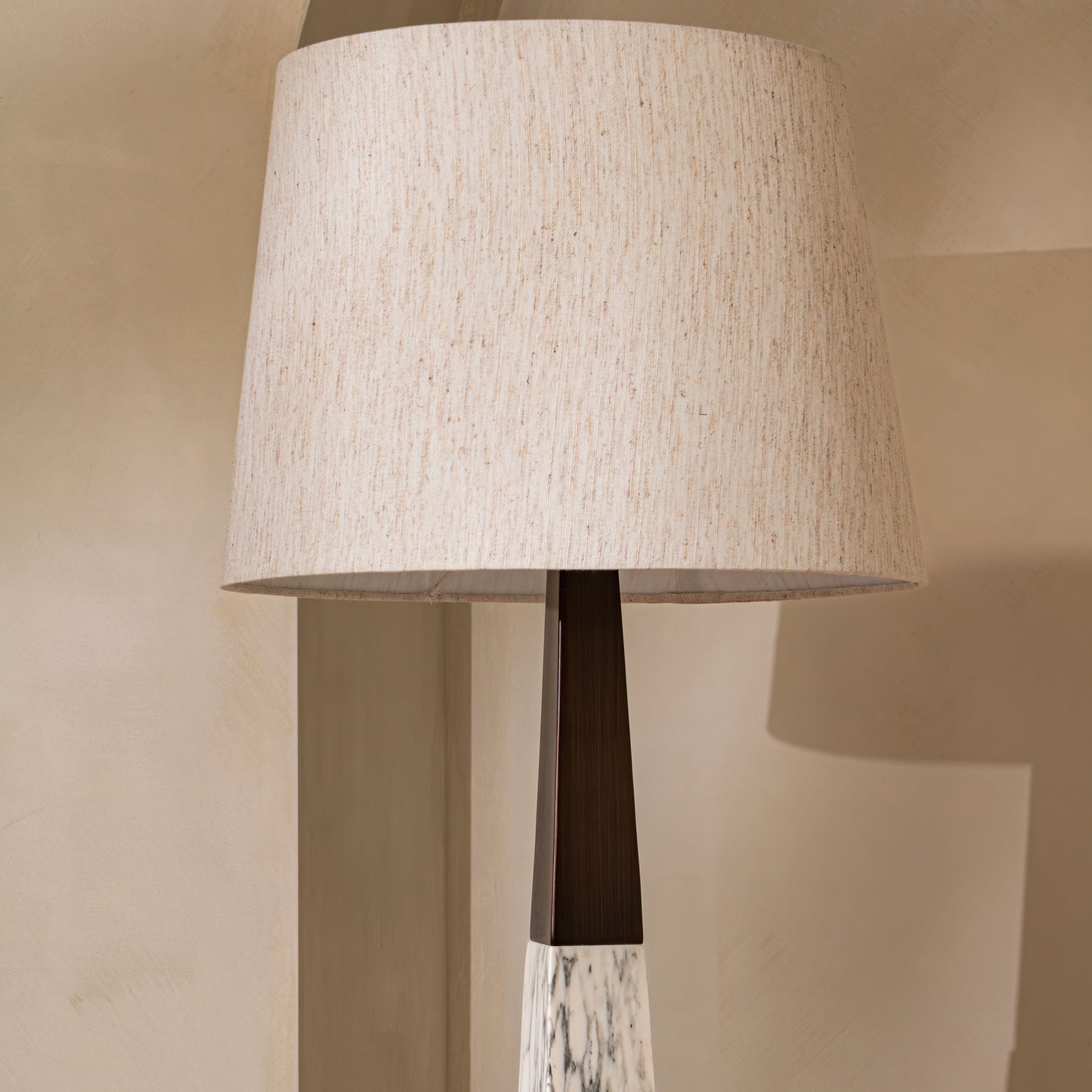 Perona Table Lamp | 91 High, Bronze & Calacatta Marble Base