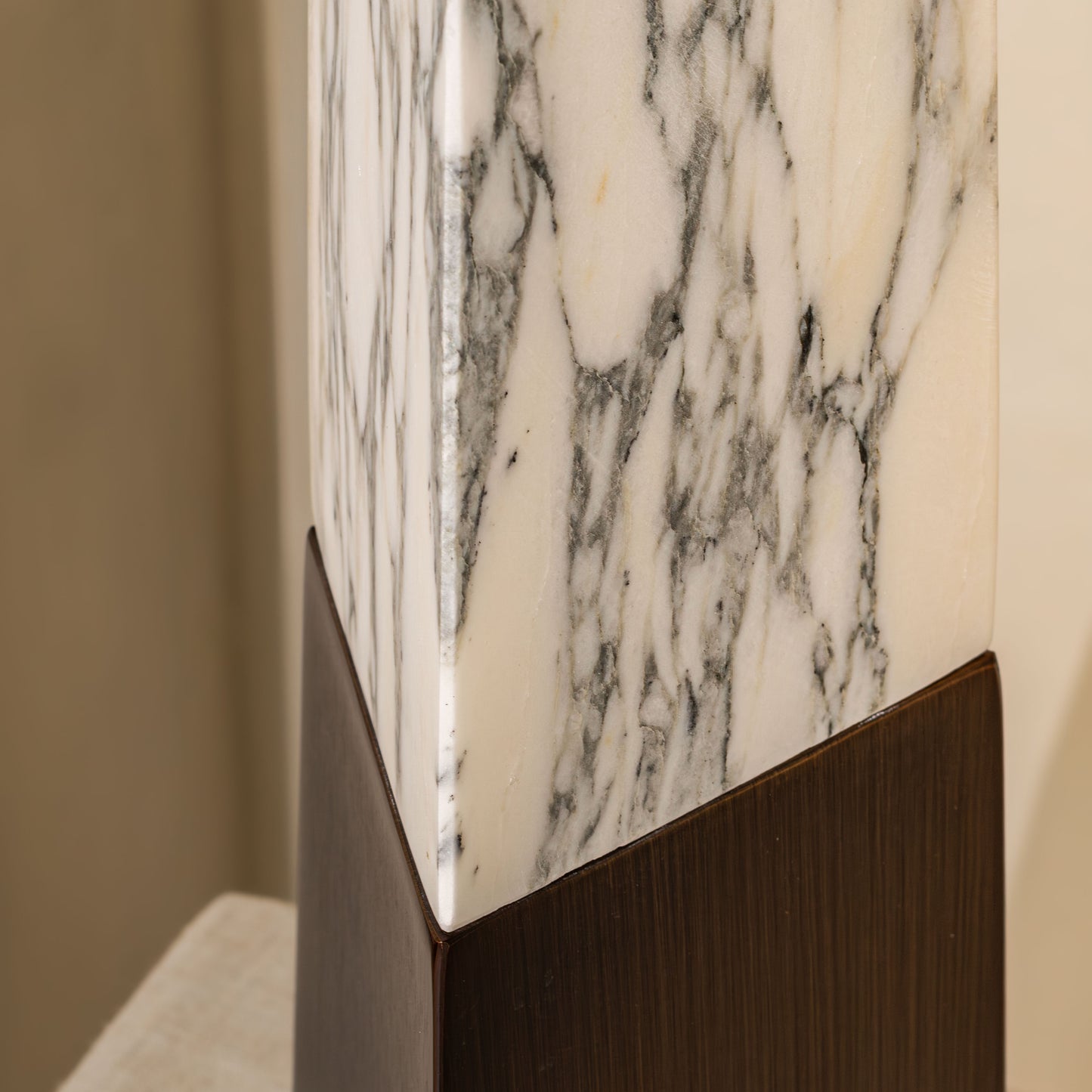 Perona Table Lamp | 91 High, Bronze & Calacatta Marble Base
