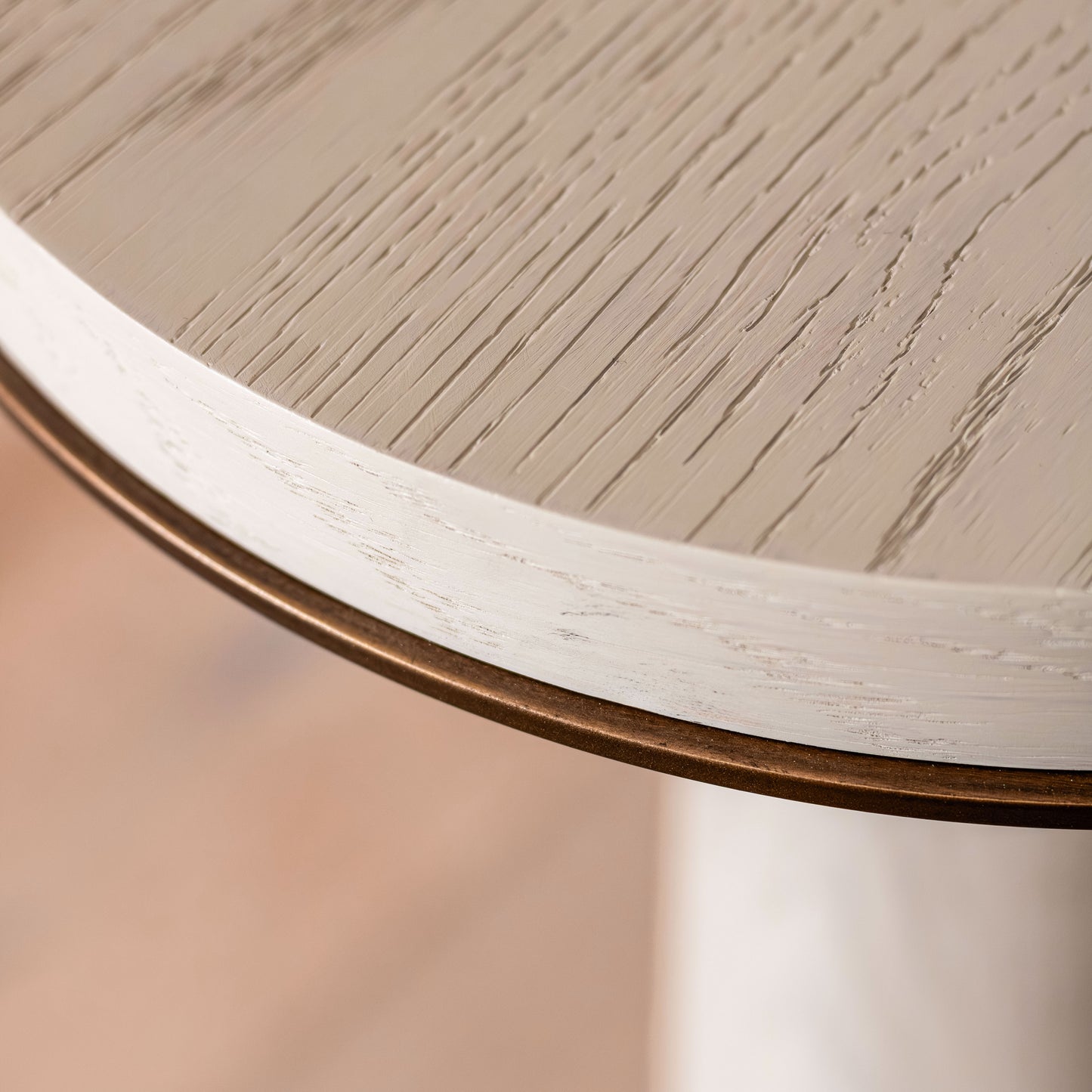 Ryecroft Side Table | 350 Diameter, Bronze & White Wash Oak