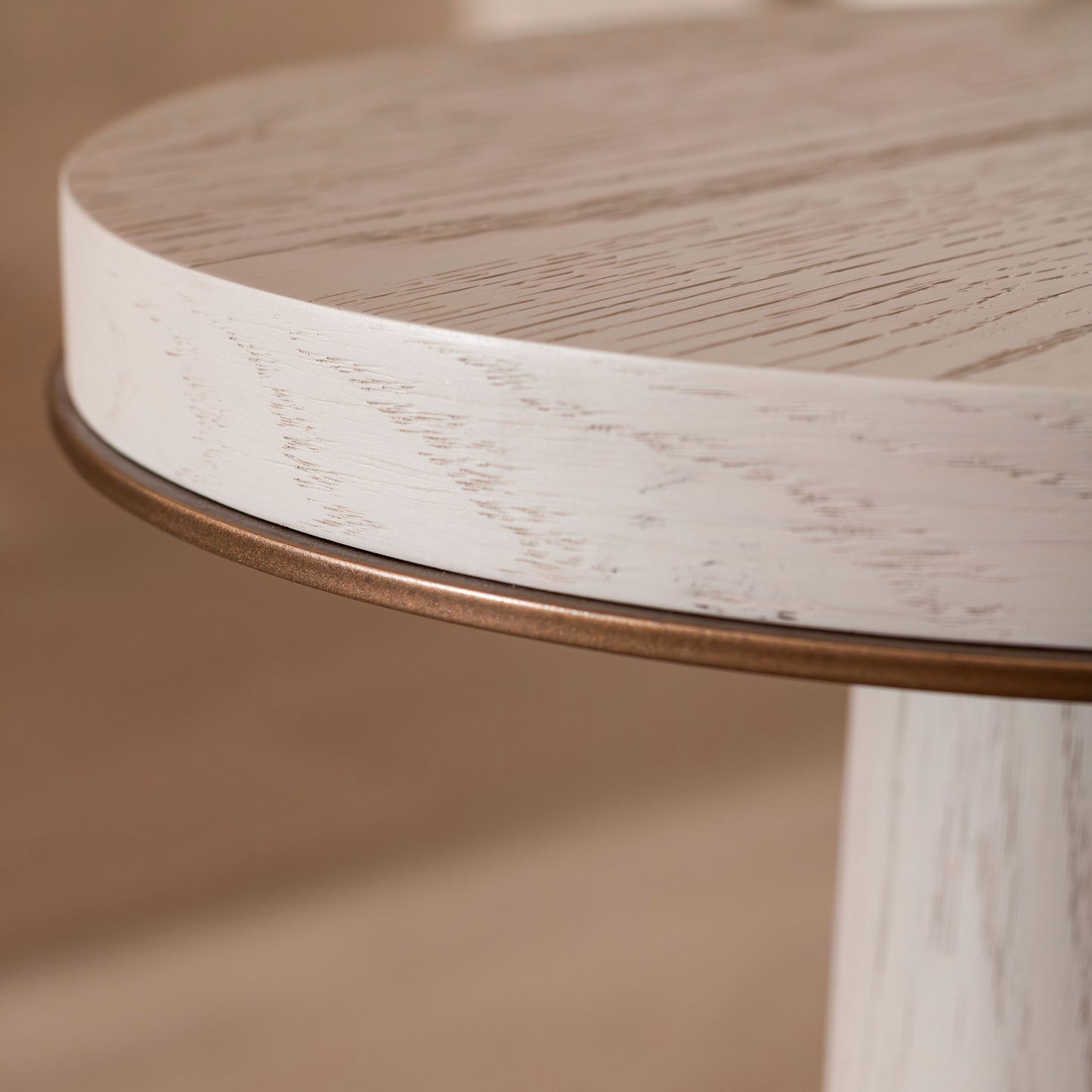 Ryecroft Side Table | 350 Diameter, Bronze & White Wash Oak