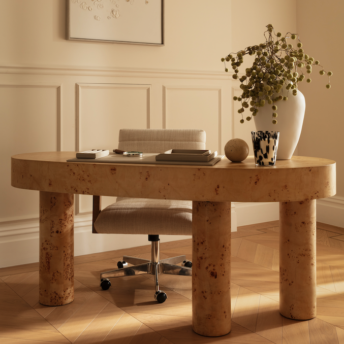 Chadstone Desk | 165cm Wide, Light Burl