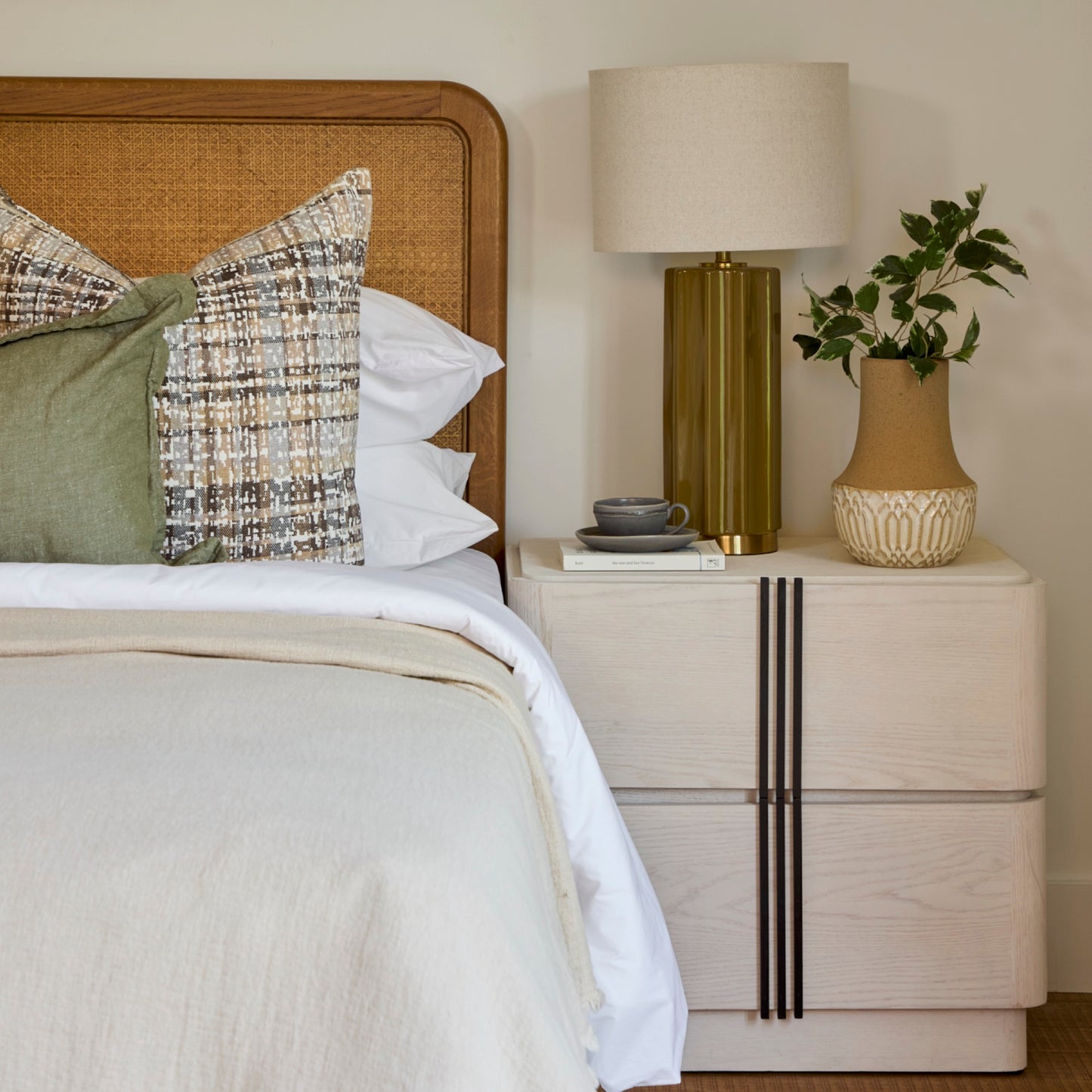 Vassall Bedside Table | 650 Wide White Wash, 2 Drawer